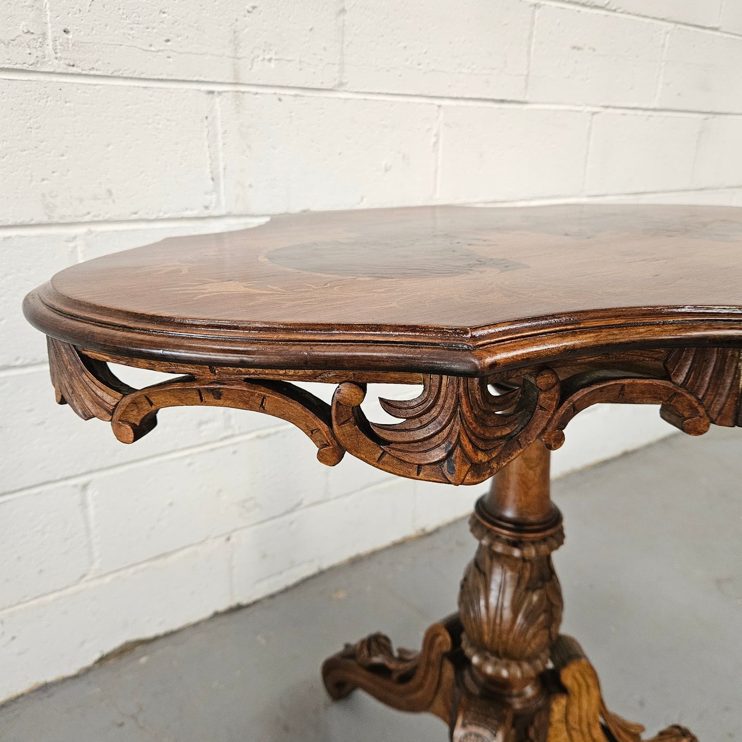 Antique Victorian Inlaid Tilt Top Occasional Table