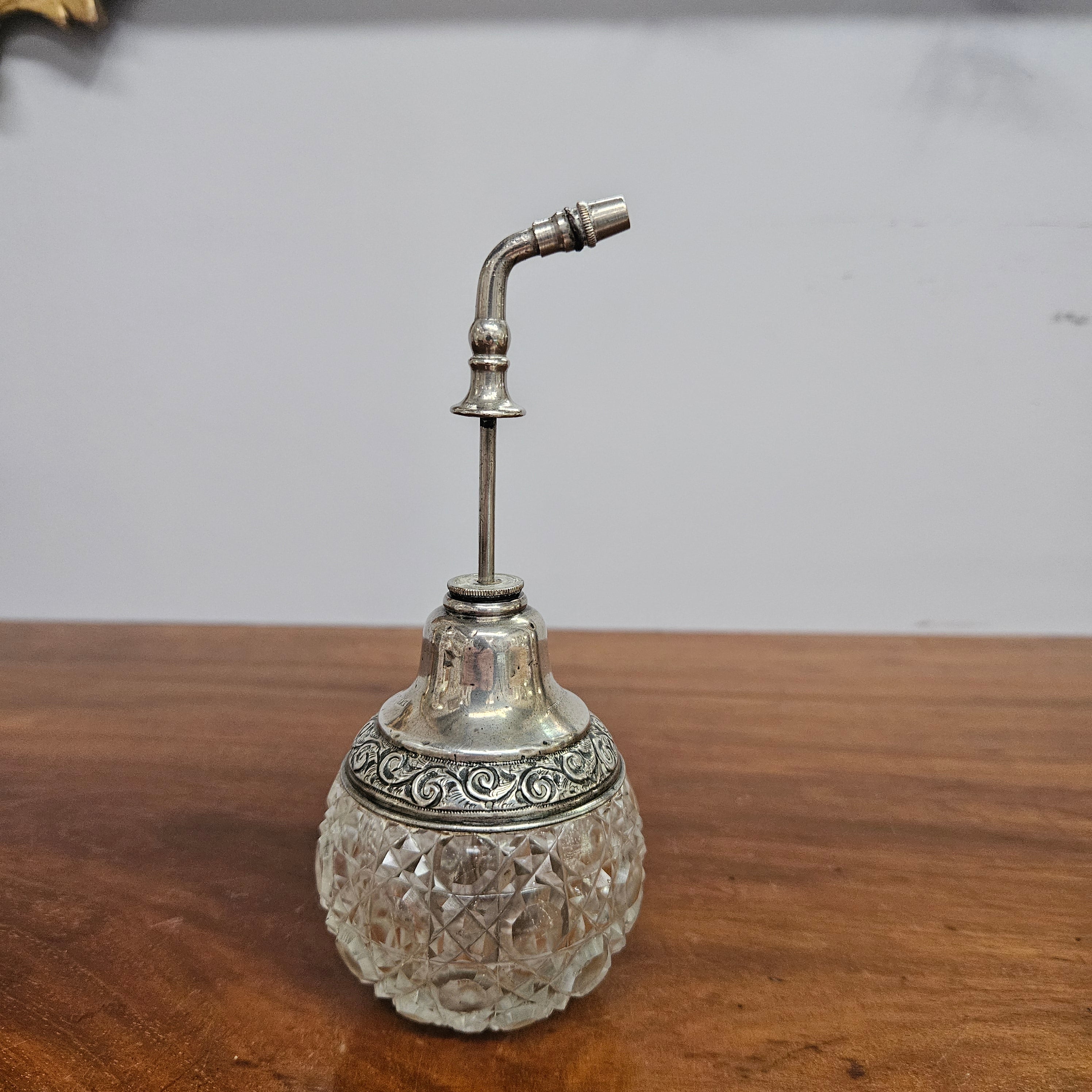 Victorian Sterling Silver & Hobnail Glass Pump Perfume Bottle | Antique & Vintage | Moonee Ponds Antiques | Australia Wide