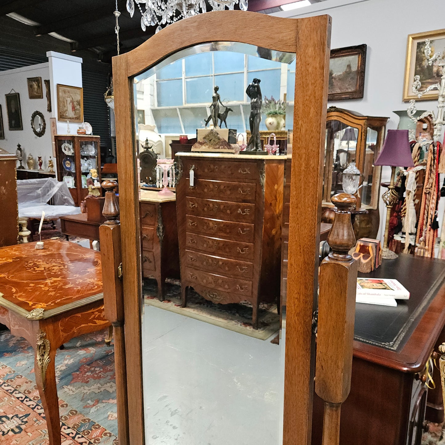 Grand Queensland Maple Cheval Mirror