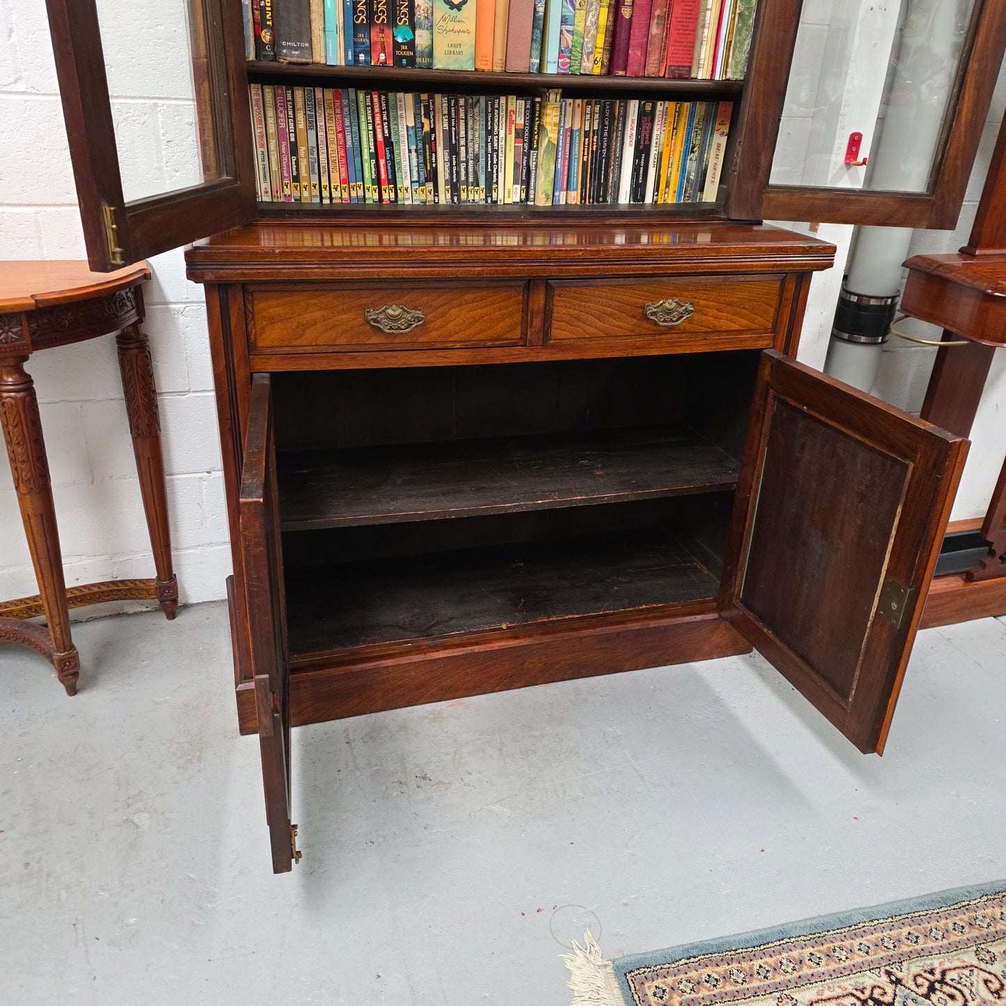 Compact Edwardian Walnut Bookcase,