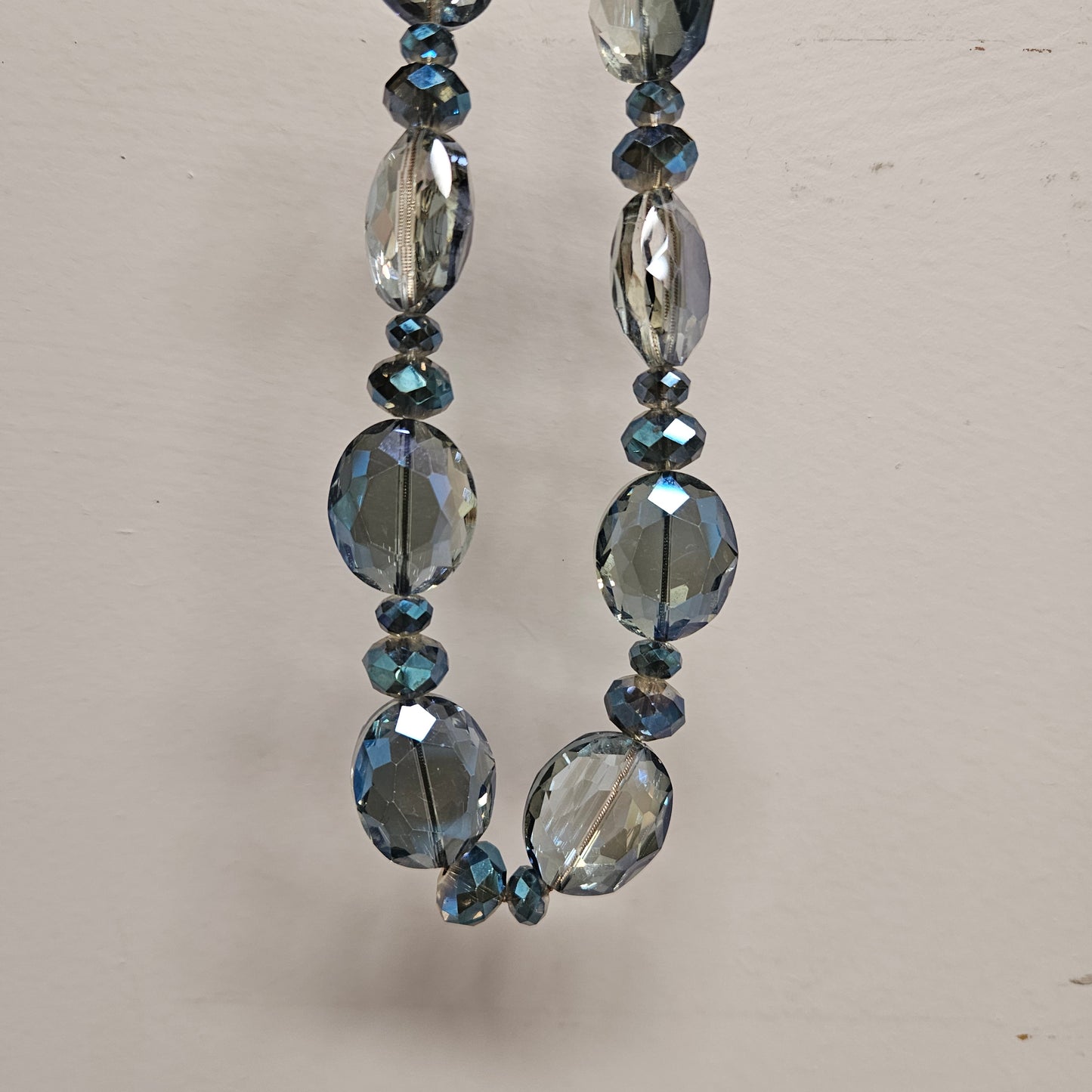 Vintage Blue Cut Crystal Bead Necklace