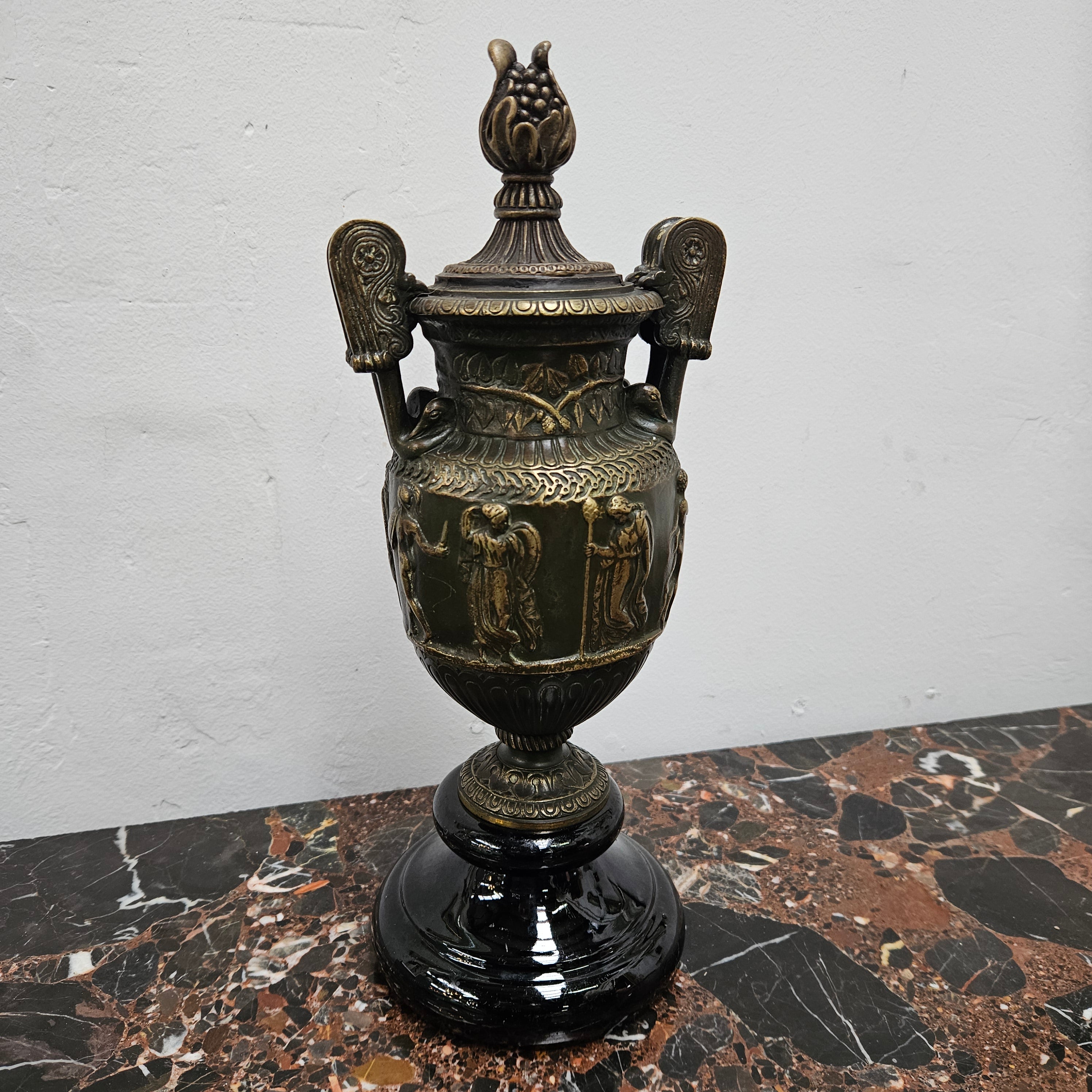 Victorian Bronze Urn On Ceramic Base | Antique & Vintage | Moonee Ponds Antiques | Australia Wide Delivery