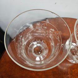 Pair Victorian Or Earlier Etched Glass Vases/Candle Holders