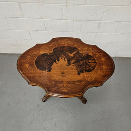 Antique Victorian Inlaid Tilt Top Occasional Table