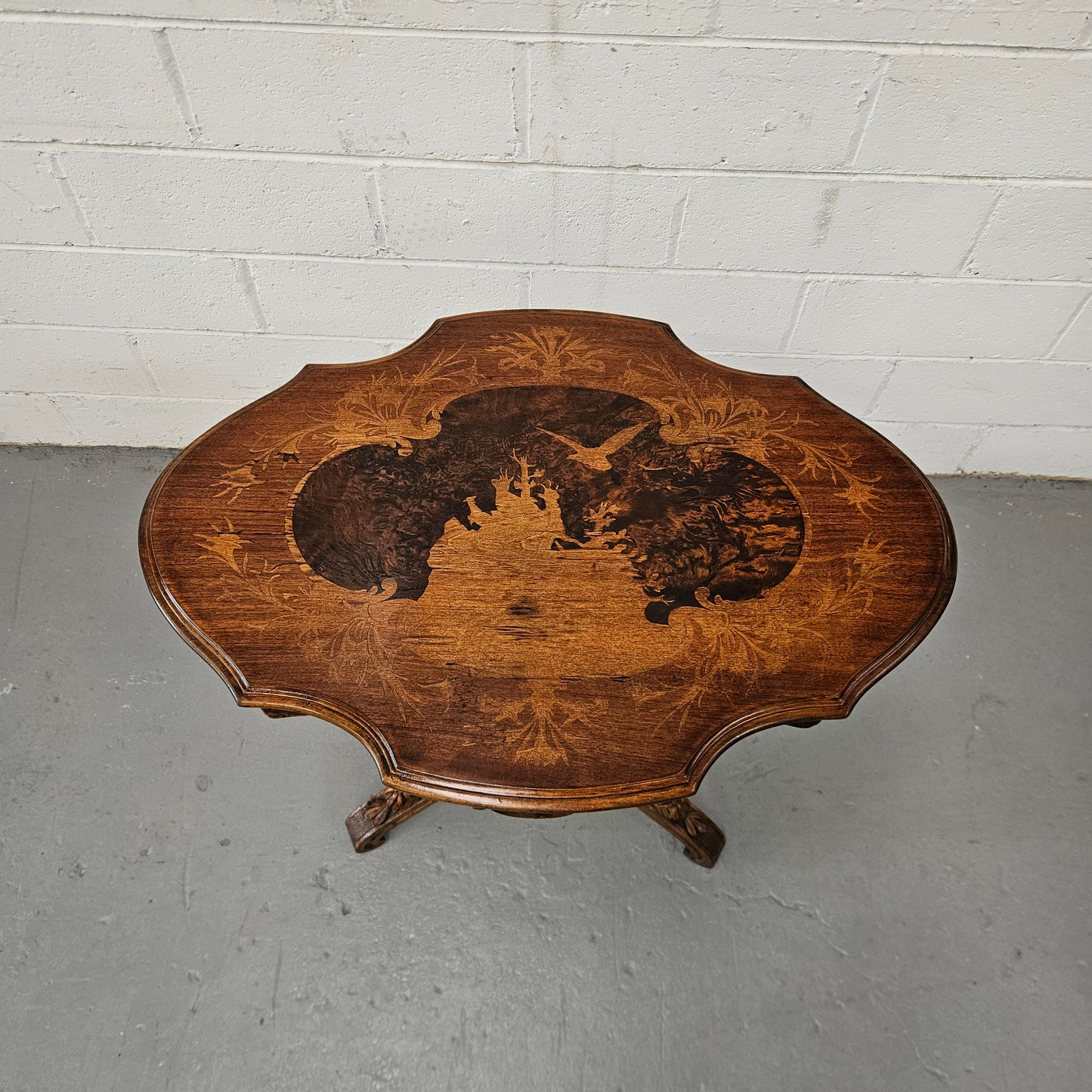 Antique Victorian Inlaid Tilt Top Occasional Table