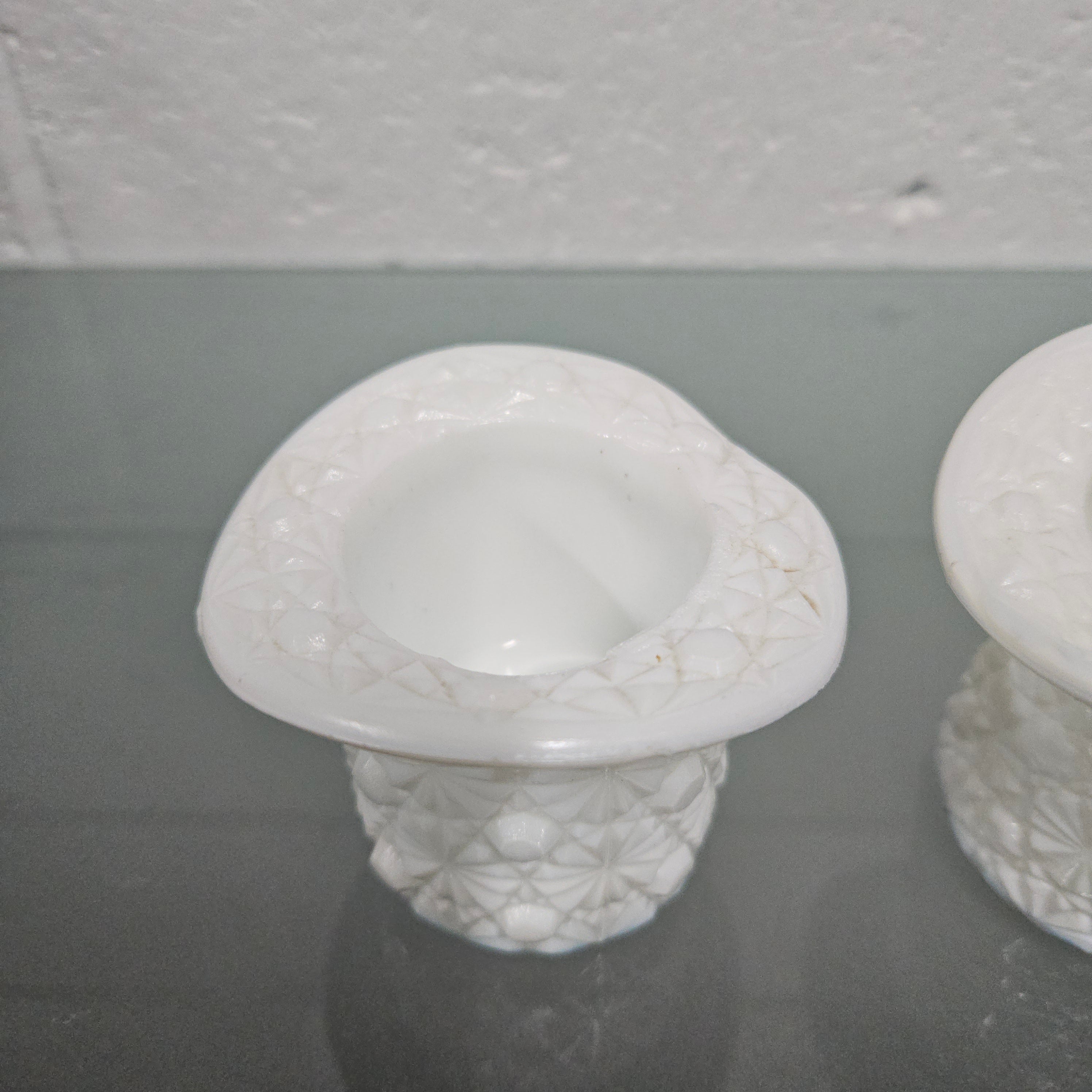 Pair of Fenton Milk Glass Top Hats | Antique & Vintage | Moonee Ponds Antiques | Australia Wide Delivery