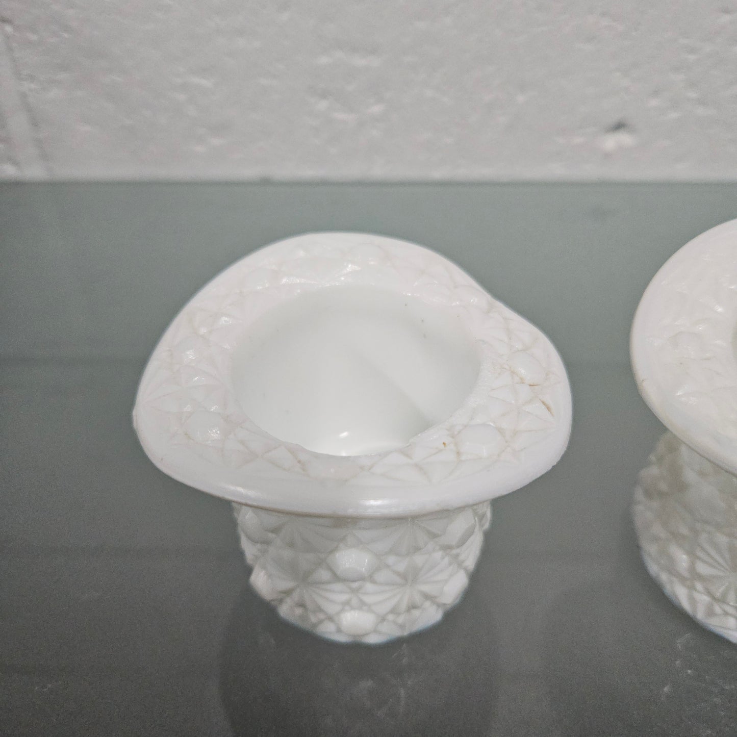 Pair of Fenton Milk Glass Top Hats