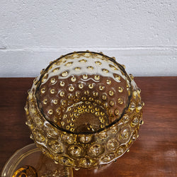Mid-Century Amber Modern Hobnail Glass Container | Antique & Vintage | Moonee Ponds Antiques | Australia Wide Delivery
