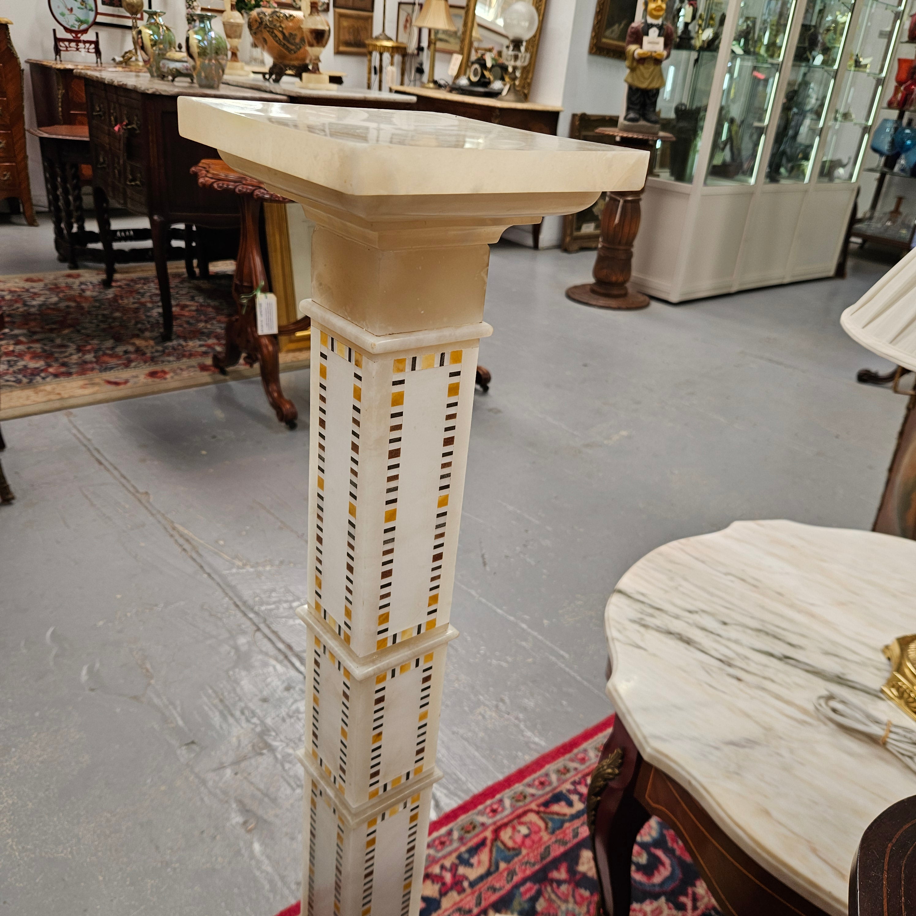 Antique Pietra Dura Alabaster Pedestal | Antique & Vintage | Moonee Ponds Antiques | Australia Wide