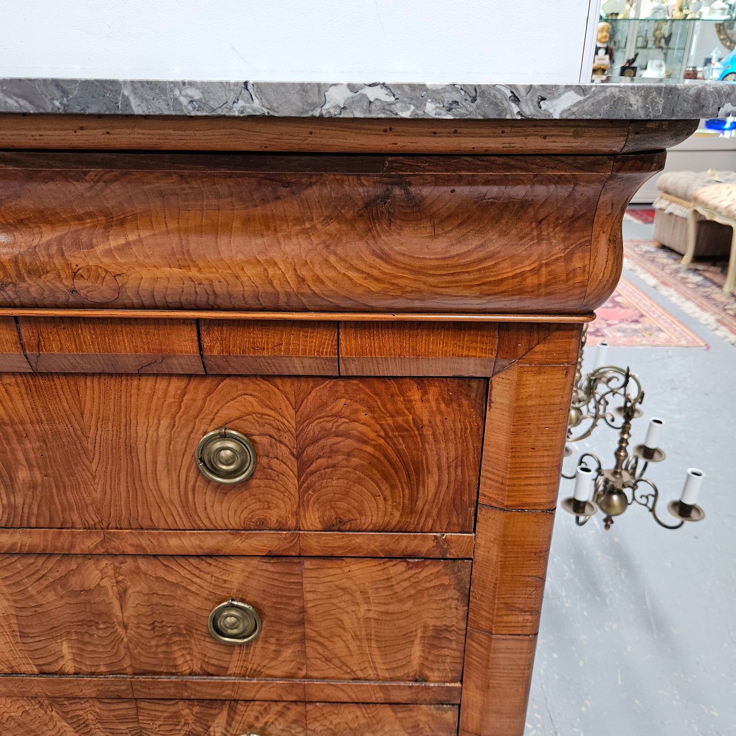 Stunning French 18th Century Elm Commode With Superb Original Grey Marble