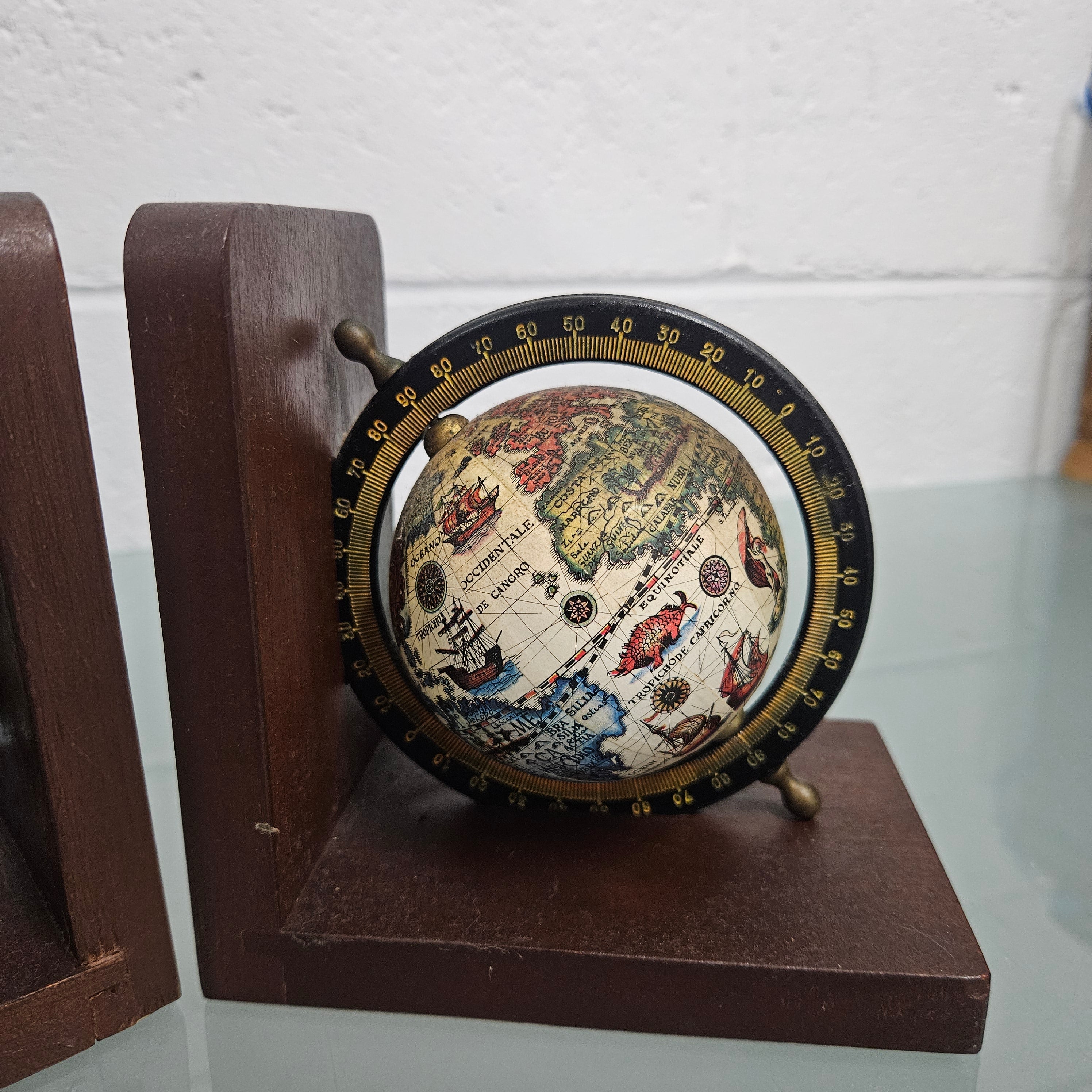Pair of Vintage World Globe Bookends | Antique & Vintage | Moonee Ponds Antiques | Australia Wide Delivery