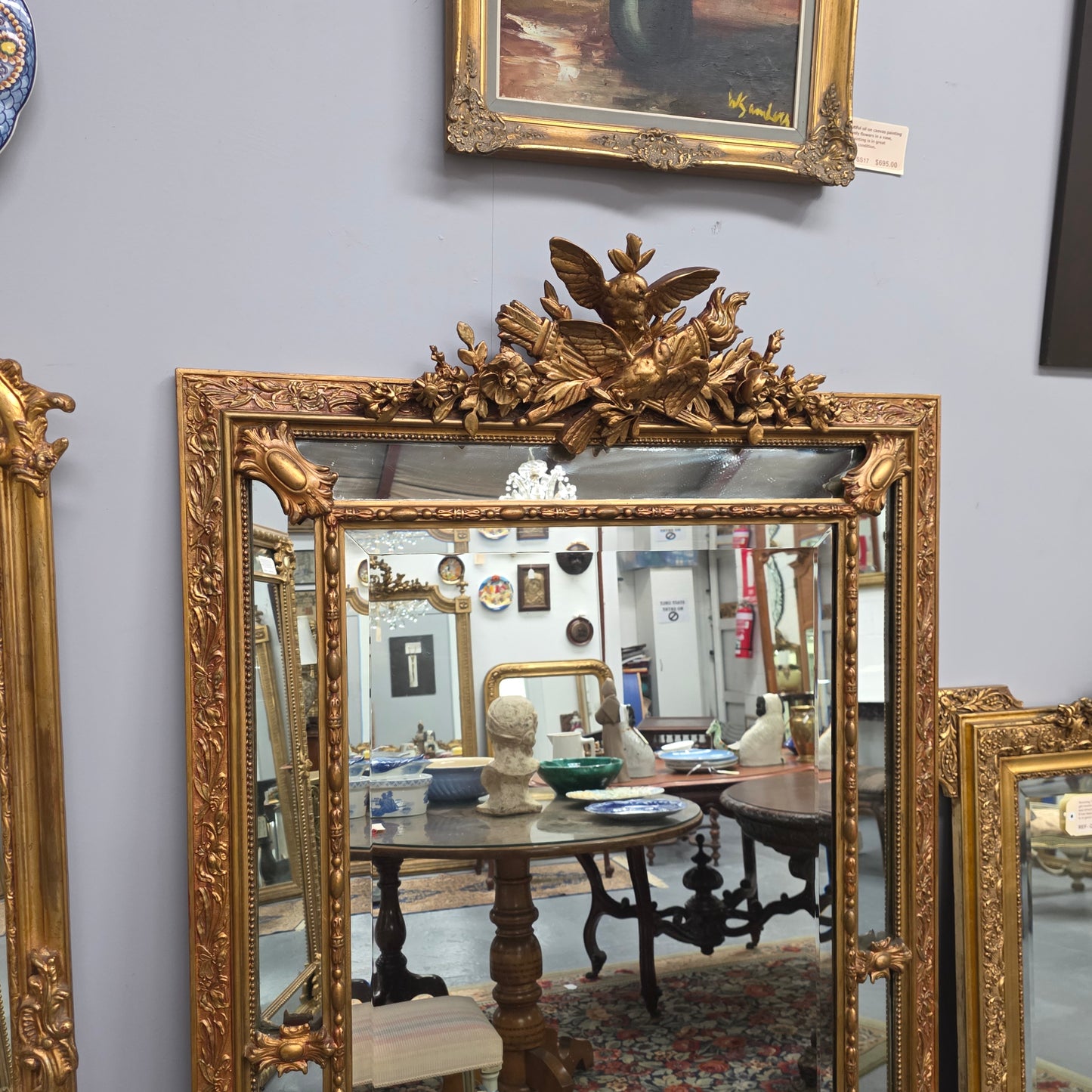 Impressive 19th Century Large French Gilt Cushion Mirror