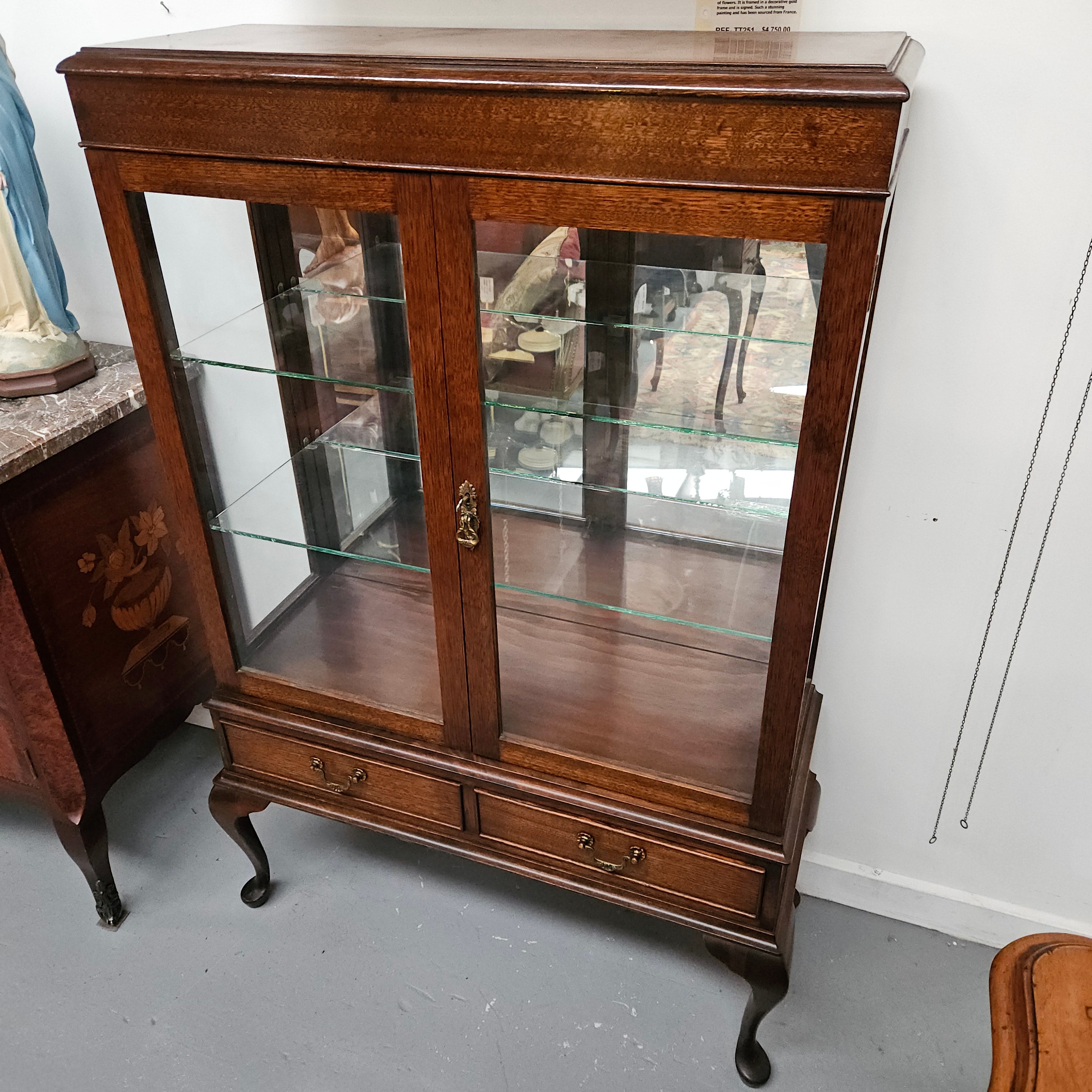Two Door Display Cabinet With Two Drawers | Antique & Vintage | Moonee Ponds Antiques | Australia Wide Delivery