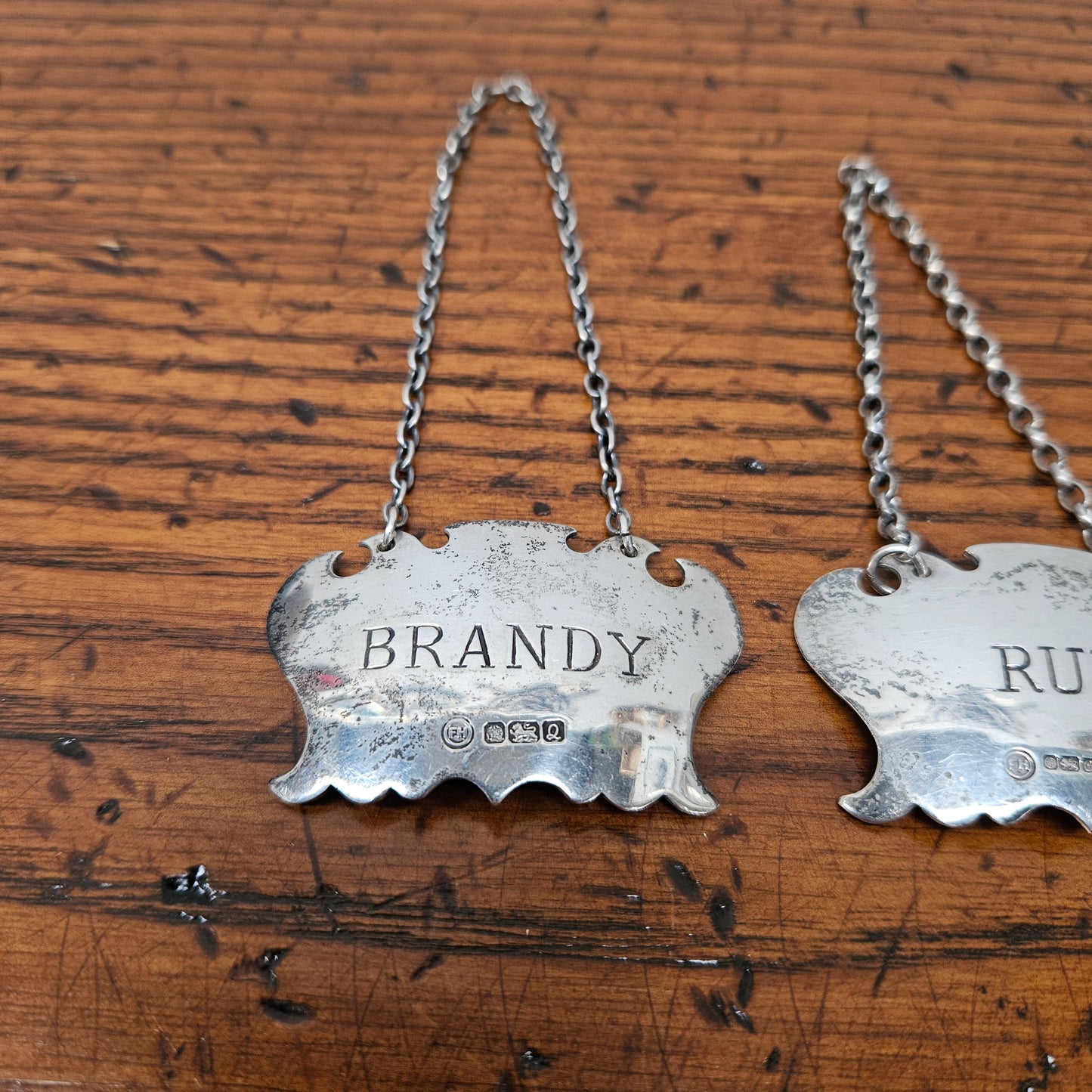 Set of Four Vintage Silver Decanter Labels