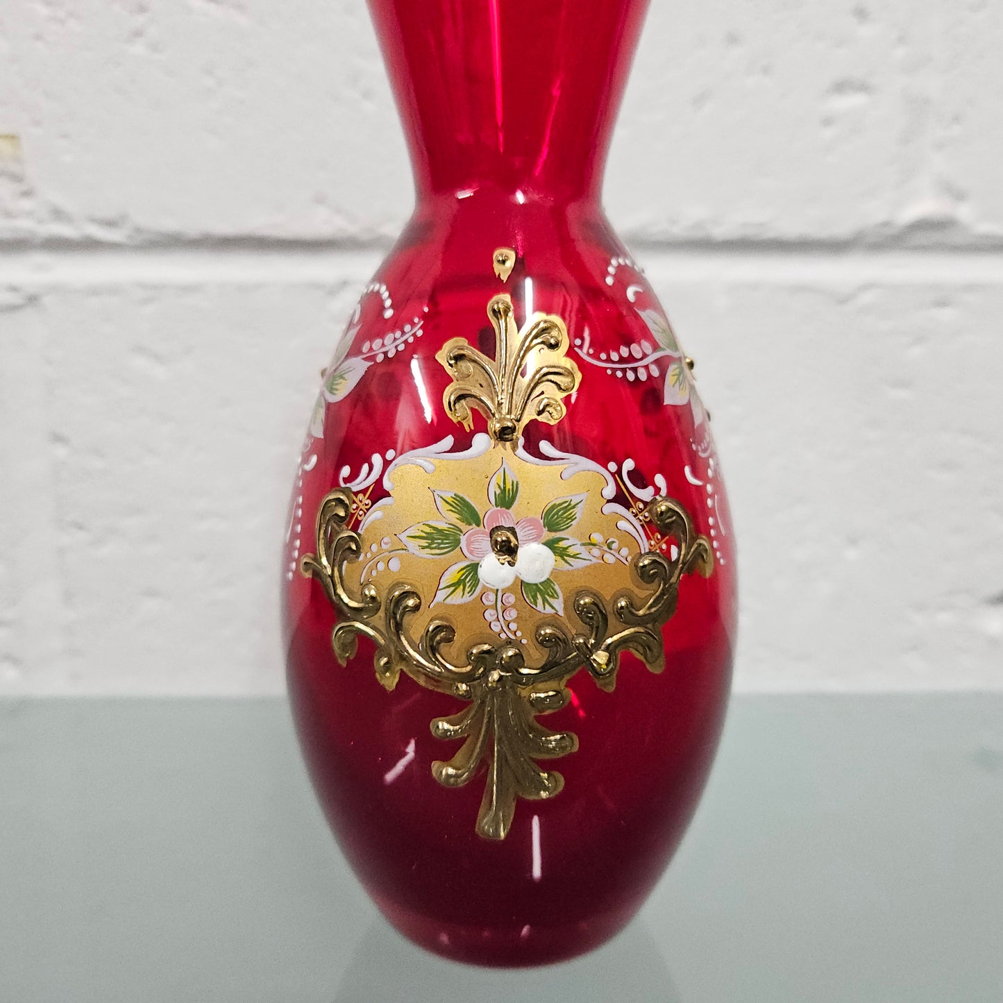 Ruby and Enamel Glass Vase