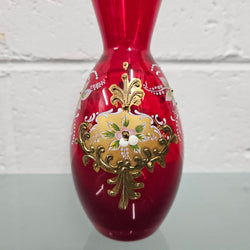 Ruby and Enamel Glass Vase | Antique & Vintage | Moonee Ponds Antiques | Australia Wide Delivery