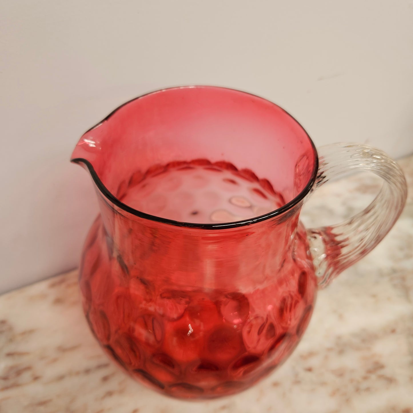 Victorian Cranberry Glass Pitcher Jug