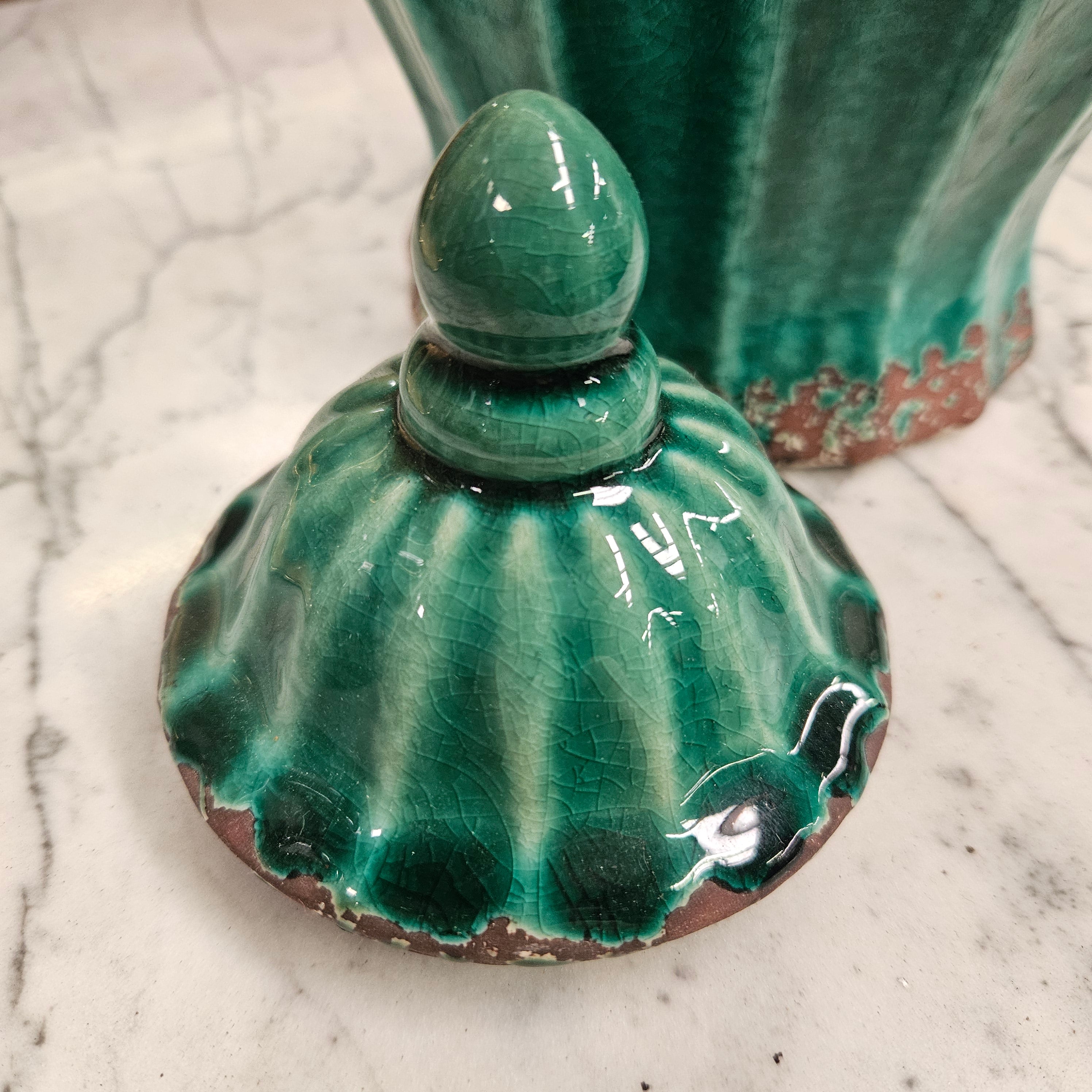 Vintage Ceramic Green Ginger Jar