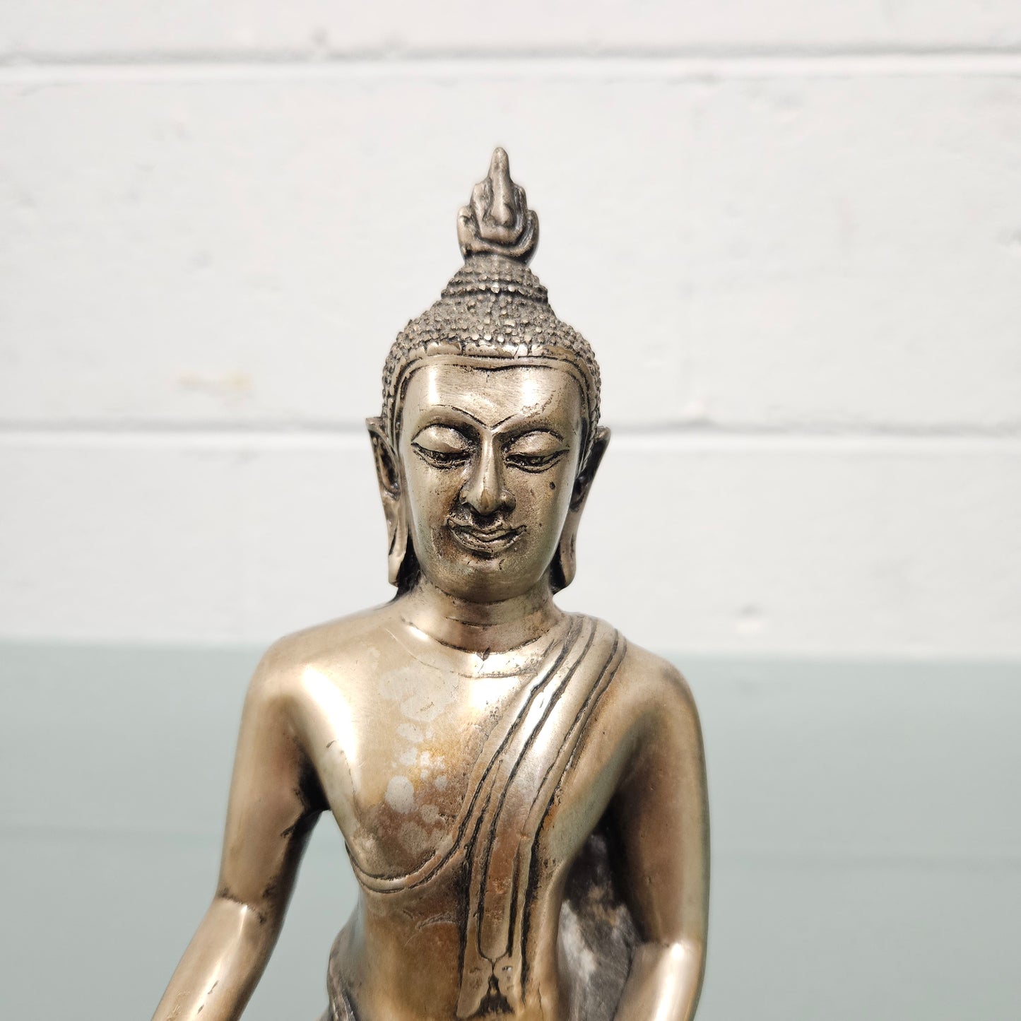 Silvered Bronze Thai Buddha Statue