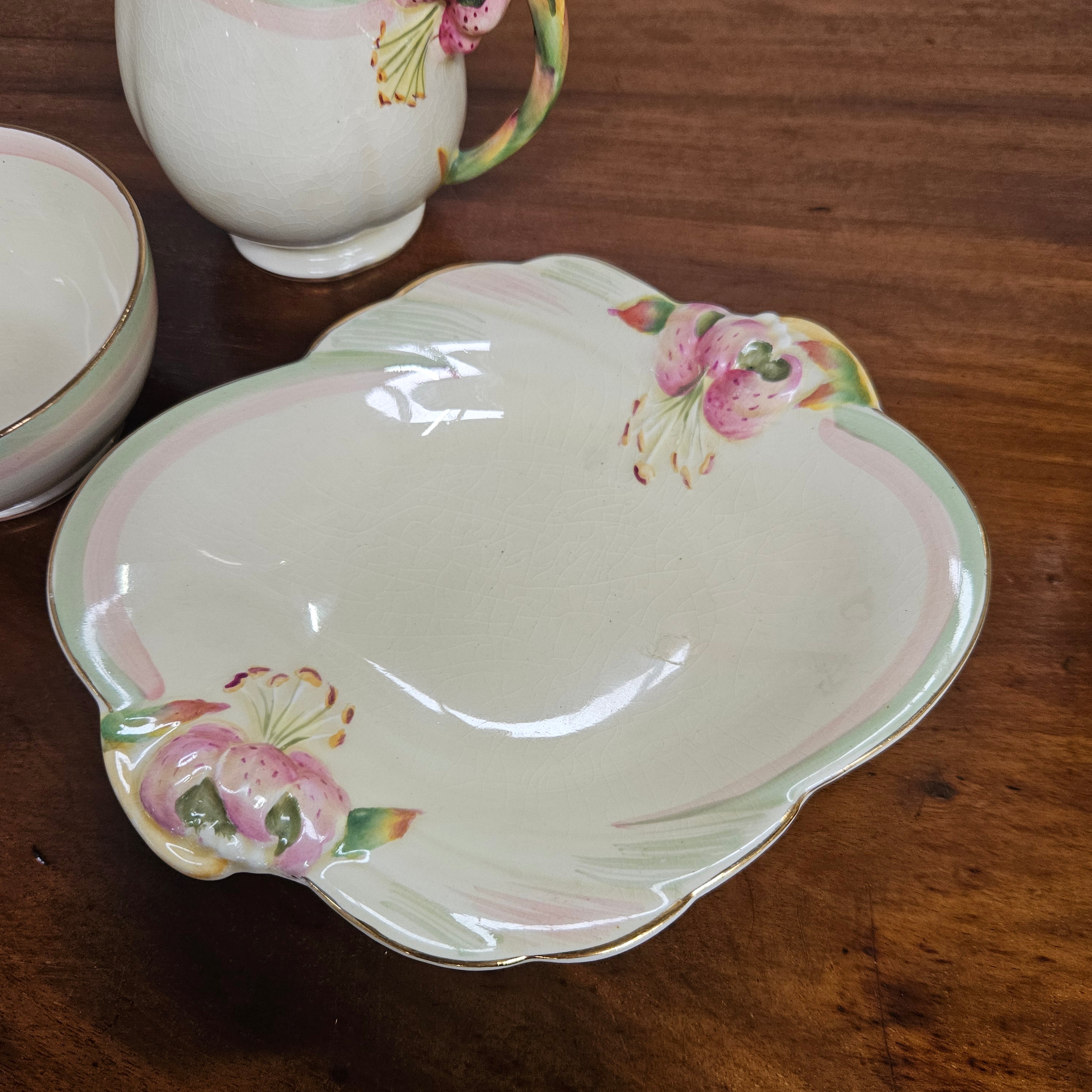 Royal Winton "Tiger Lily" Milk Jug, Sugar Bowl & Dish | Antique & Vintage | Moonee Ponds Antiques | Australia Wide Delivery