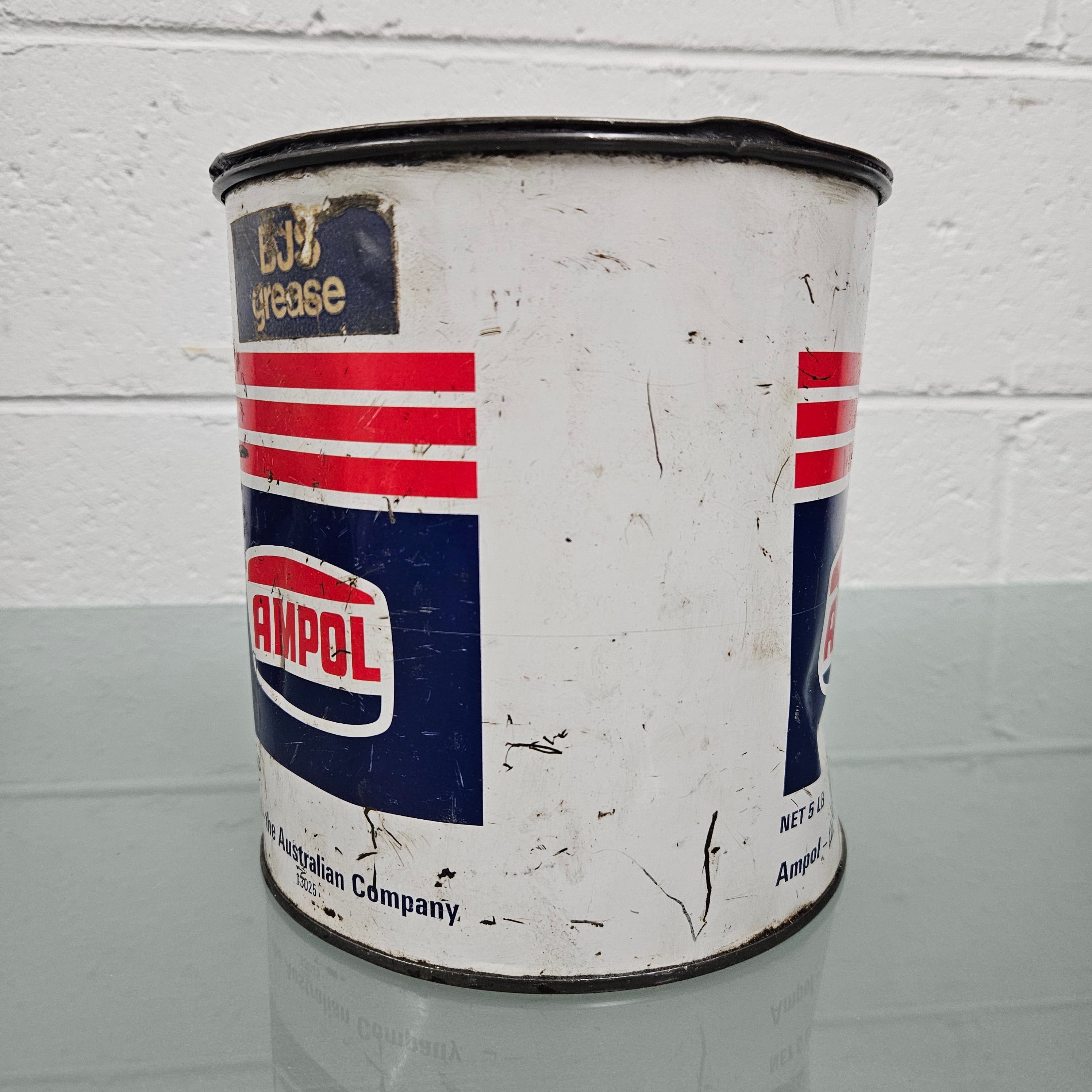 Early Vintage Ampol 5lb Grease Tin | Antique & Vintage | Moonee Ponds Antiques | Australia Wide Delivery
