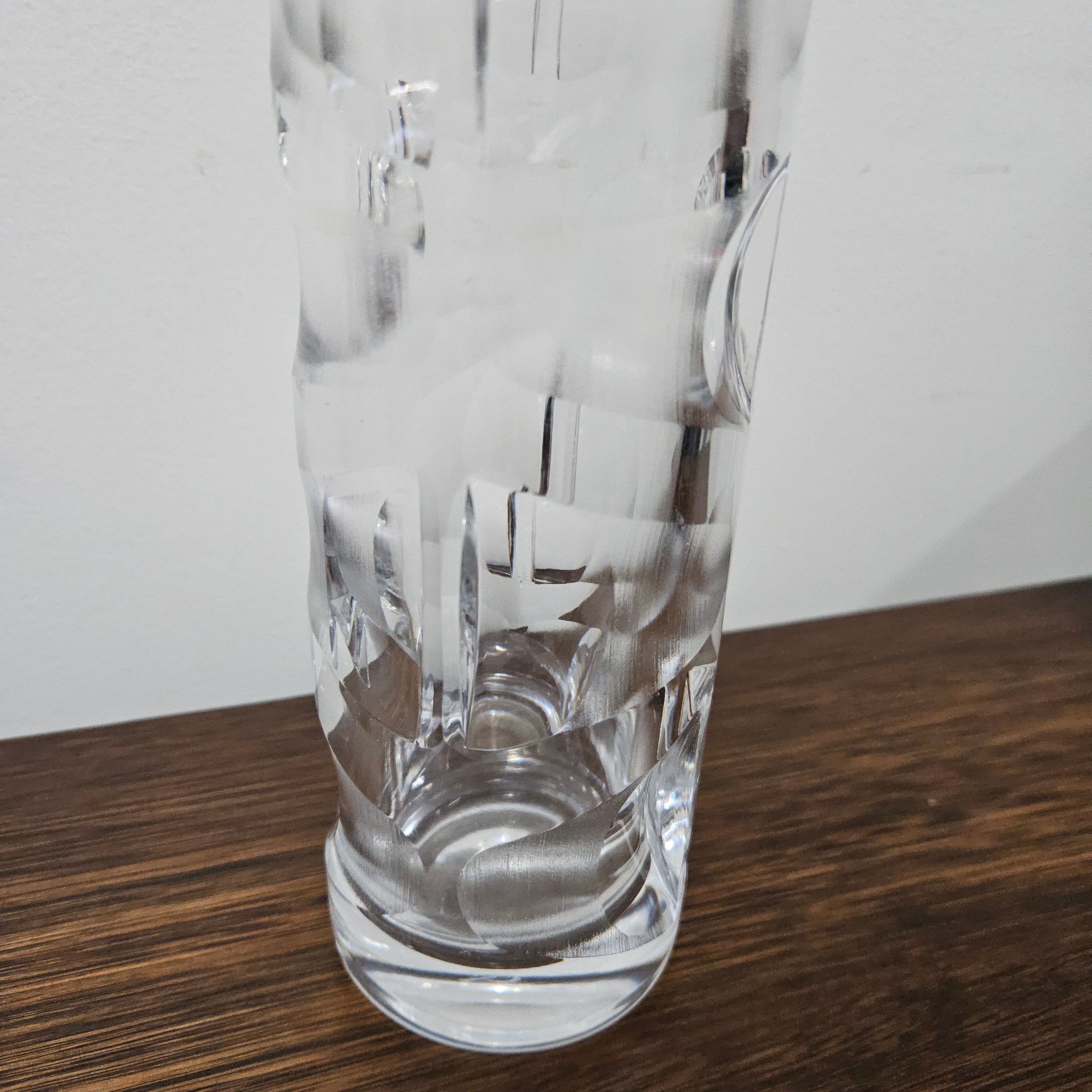 Deco Style Bohemian Carved Heavy Glass Vase | Antique & Vintage | Moonee Ponds Antiques | Australia Wide Delivery