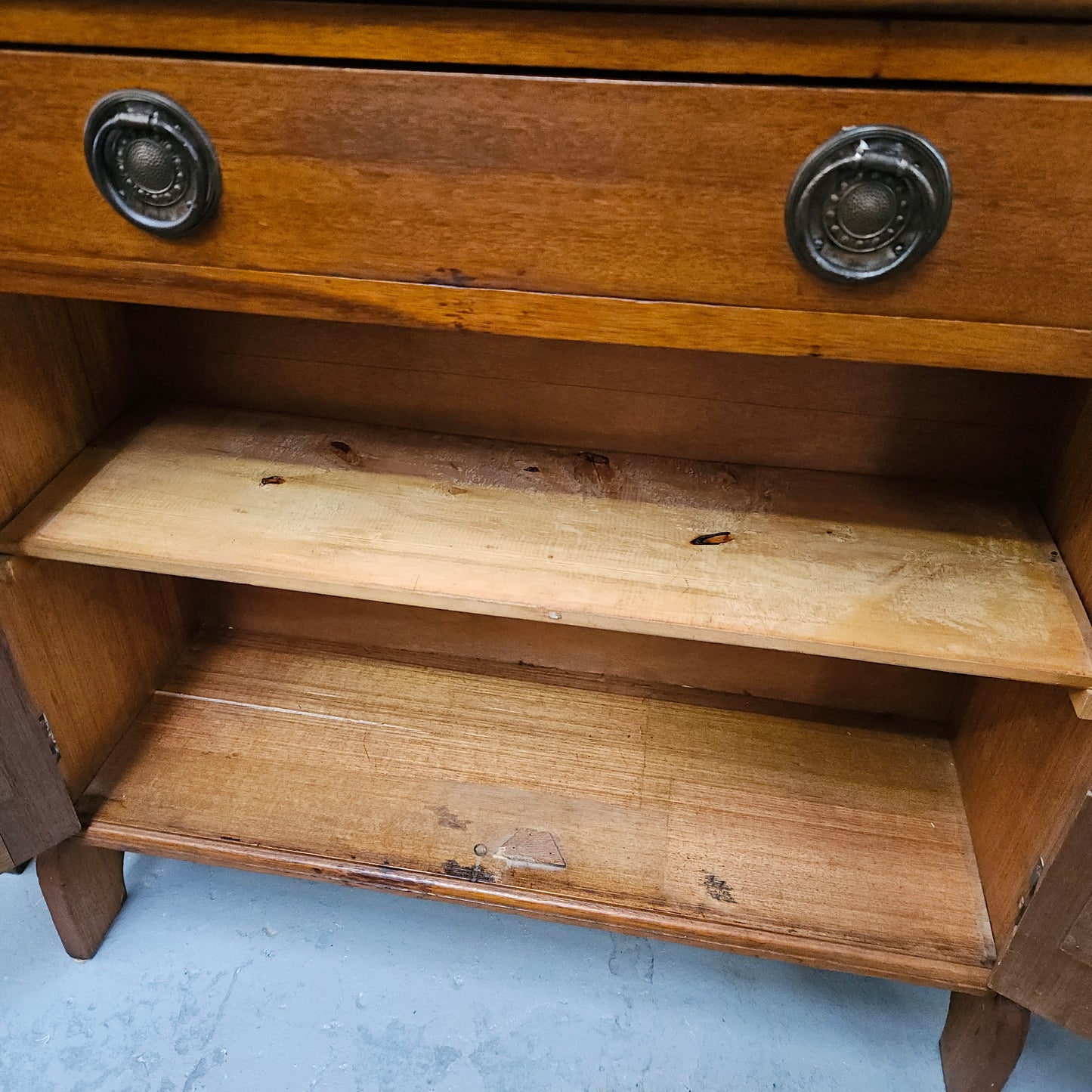 Australian blackwood Arts and Crafts secretaire desk. Sourced locally and in good original detailed condition. 