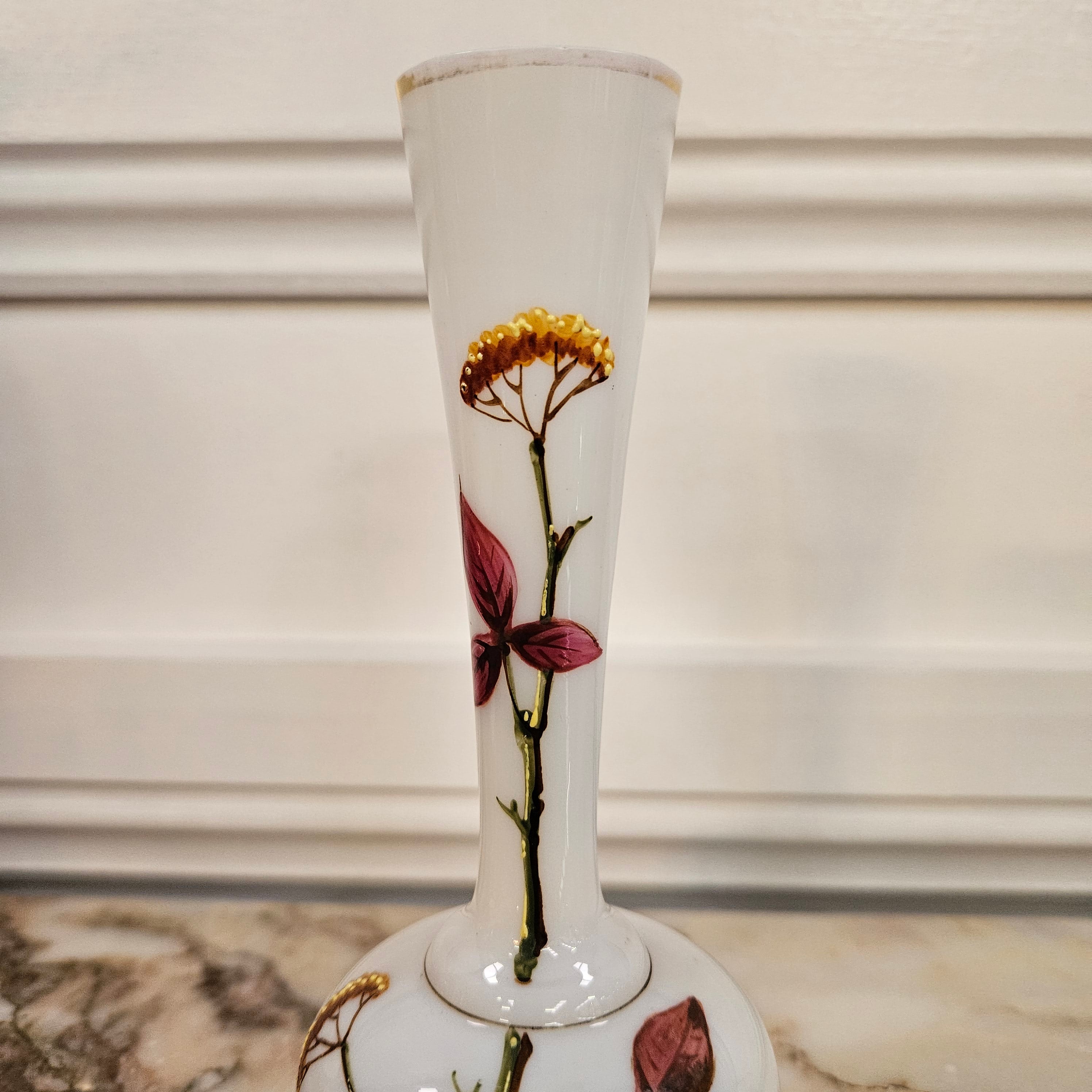 Antique Hand Painted Milk Glass Vase | Antique & Vintage | Moonee Ponds Antiques | Australia Wide Delivery