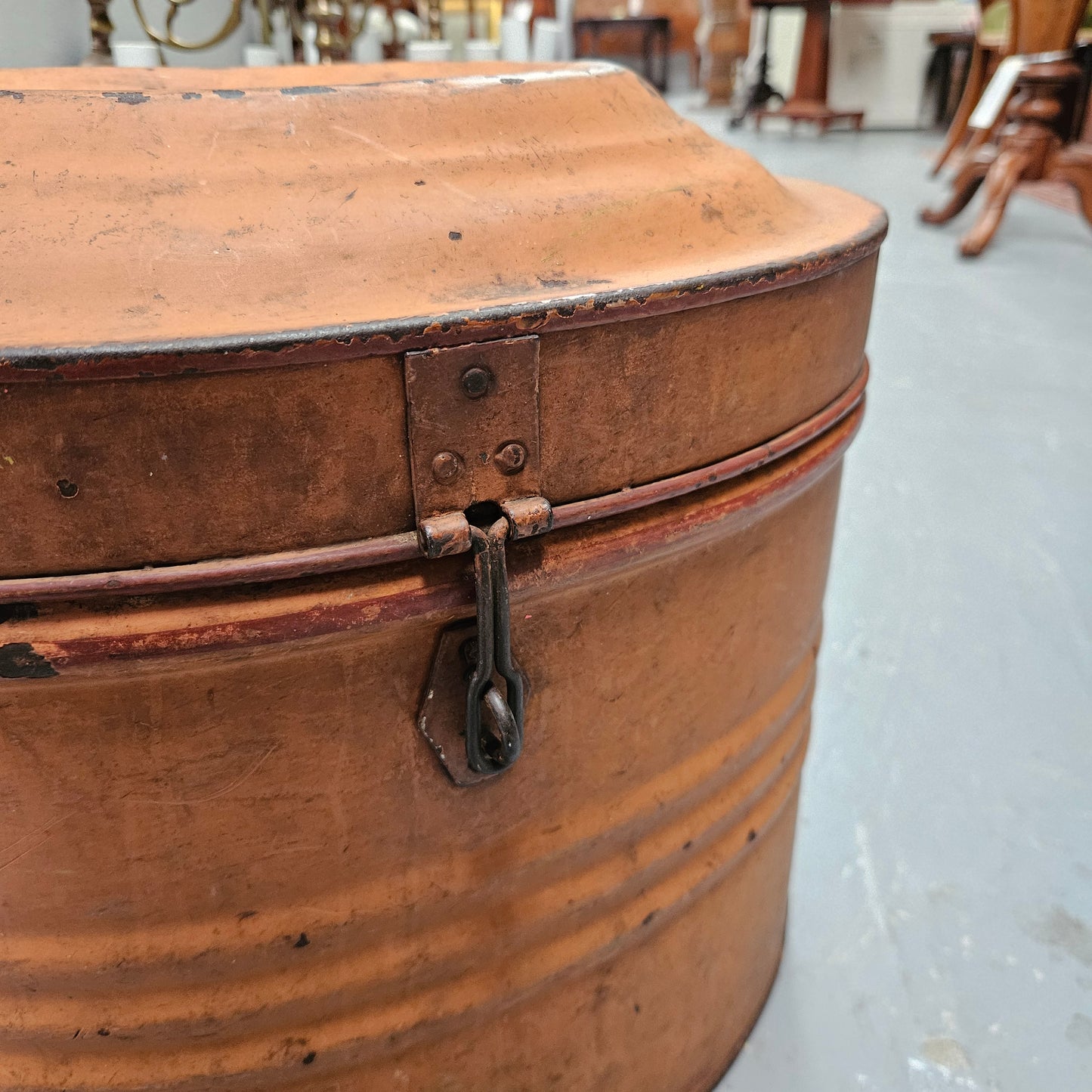 Large Victorian Tin Hat Box