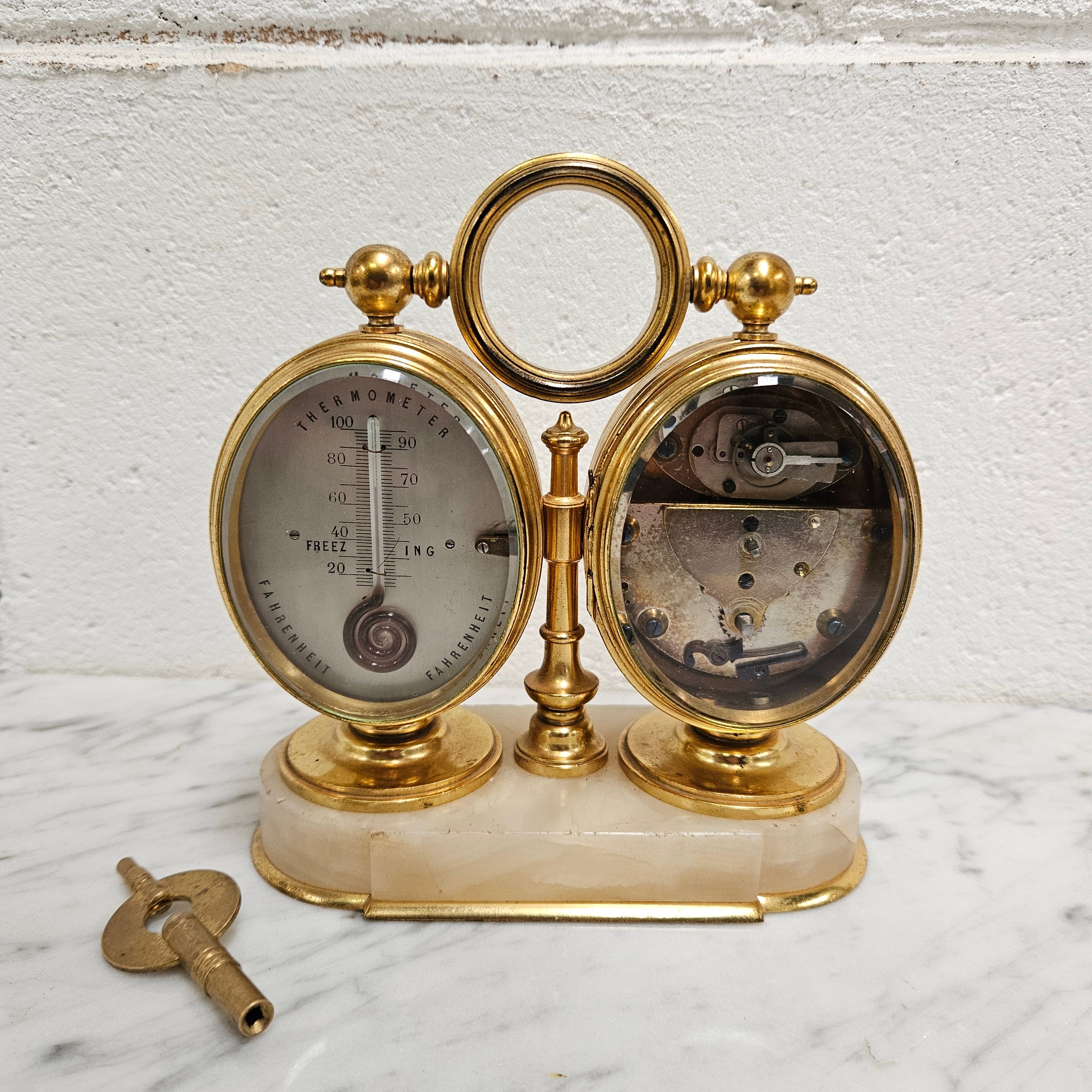 Late 19th Century Twin Oval Clock & Barometer by Antoine Redier Fully Serviced | Antique & Vintage | Moonee Ponds Antiques | Australia Wide