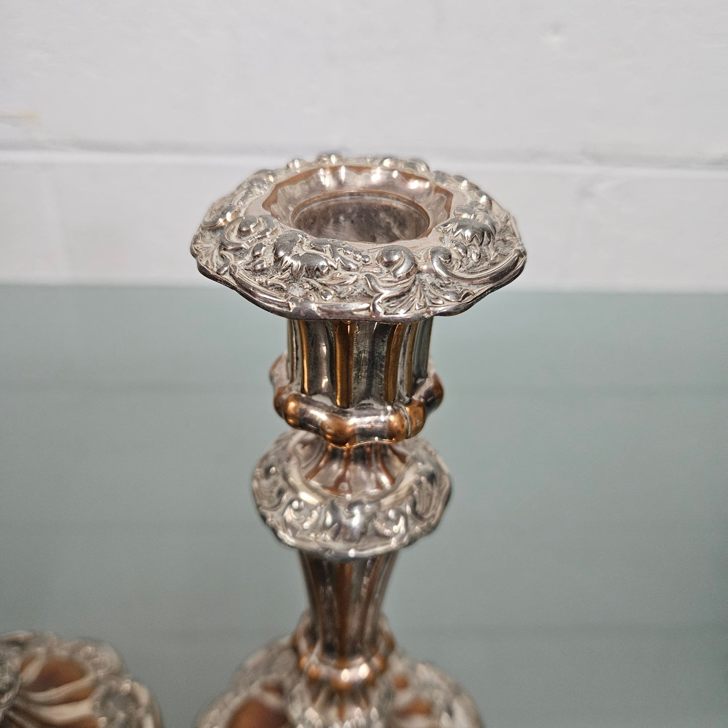 Pair of Sheffield Plate Candle Sticks