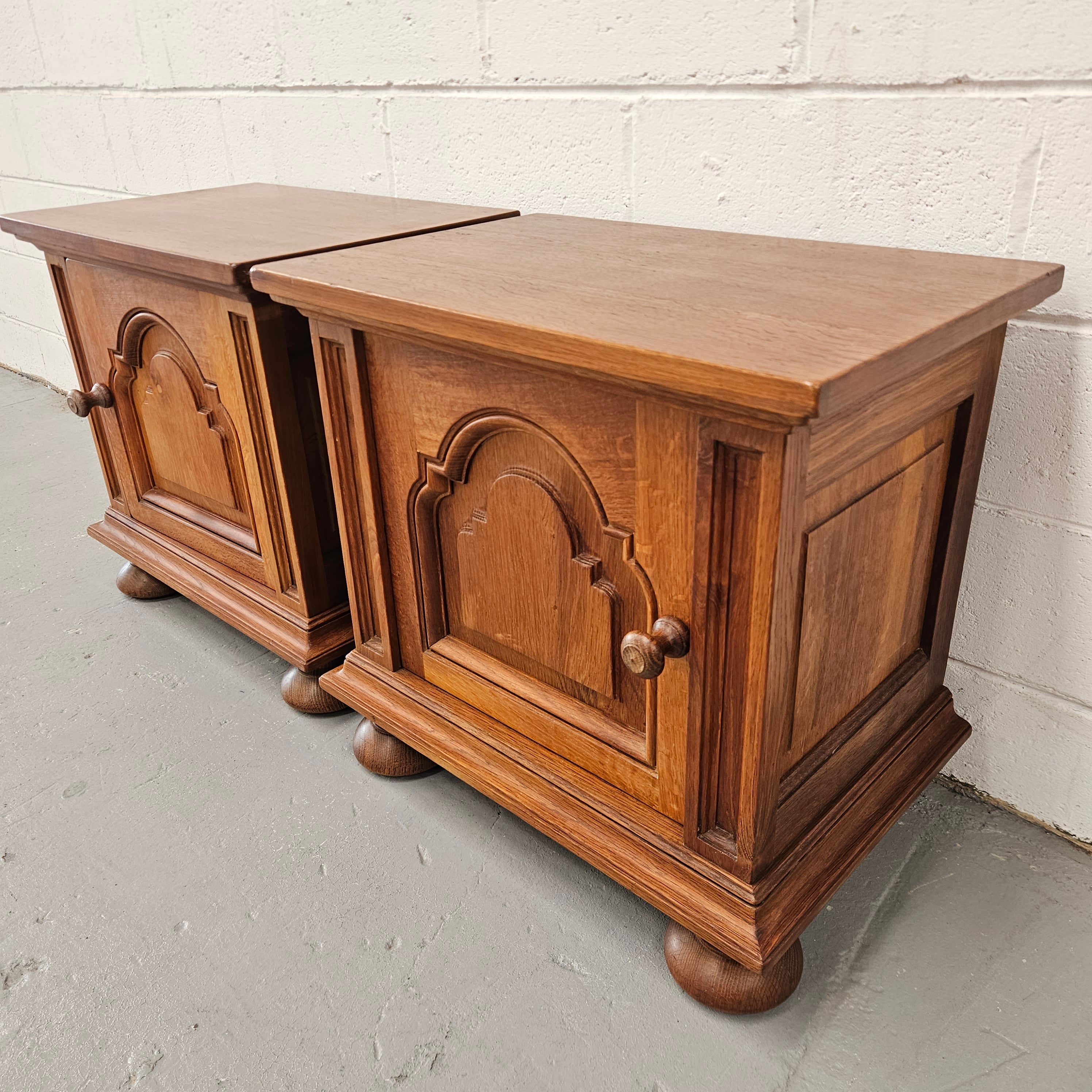 Pair of French Oak Gothic Style Bedsides | Antique & Vintage | Moonee Ponds Antiques | Australia Wide Delivery
