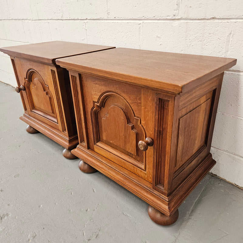 Pair of French Oak Gothic Style Bedsides