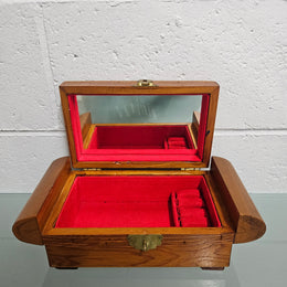 Vintage Miniature Camphorwood Carved Jewellery Box