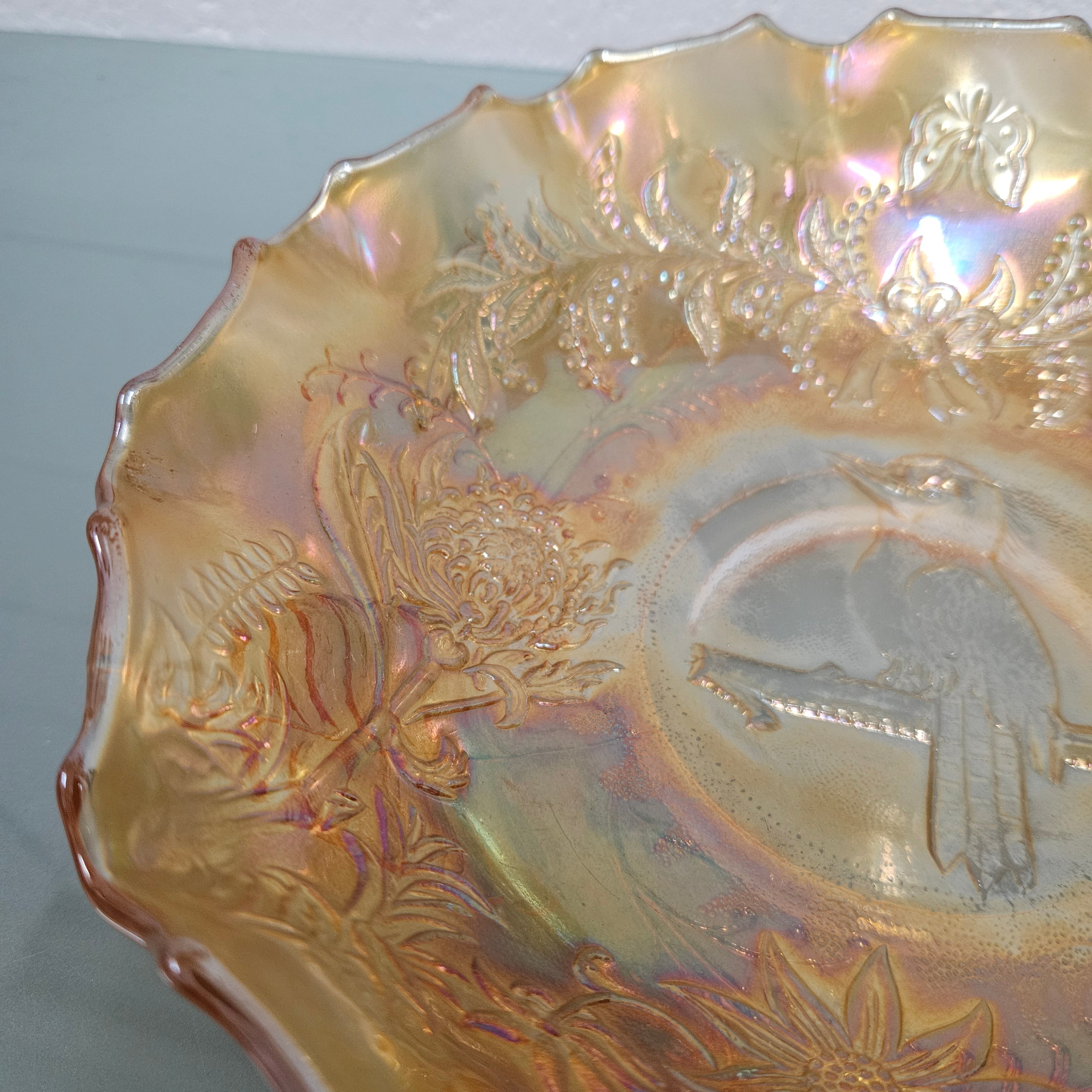 Australian Kookaburra Master Carnival Glass Bowl | Antique & Vintage | Moonee Ponds Antiques | Australia Wide Delivery