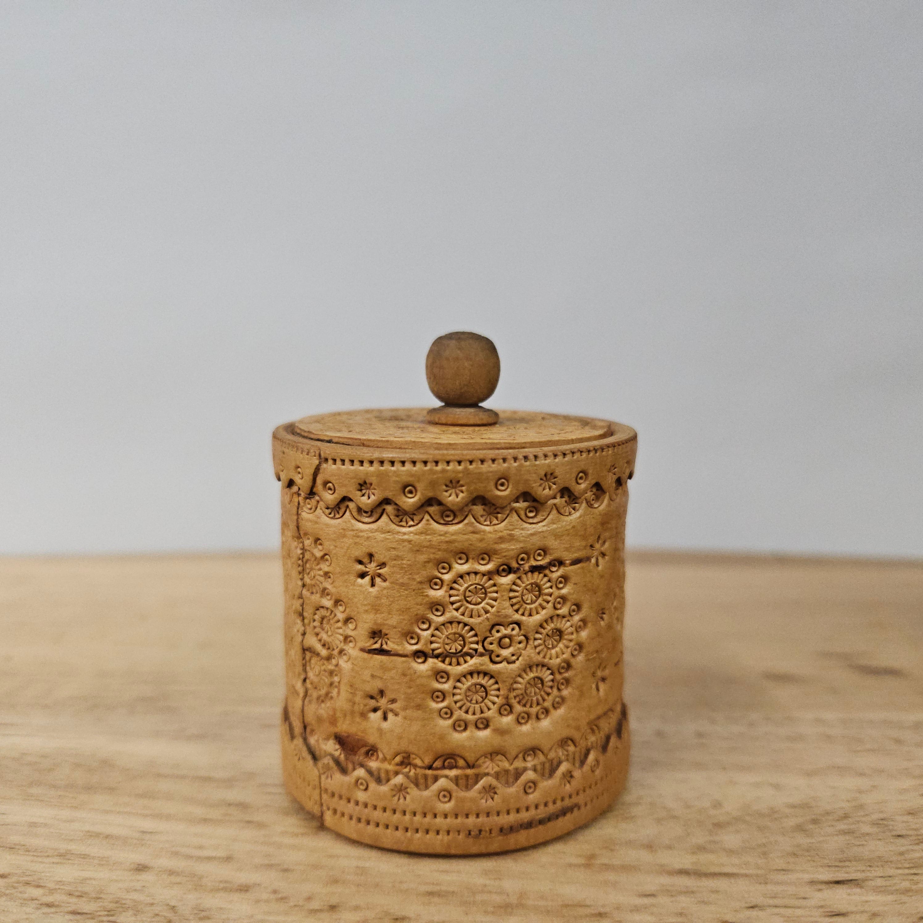 Small Cylindrical Engraved Trinket Box | Antique & Vintage | Moonee Ponds Antiques | Australia Wide Delivery