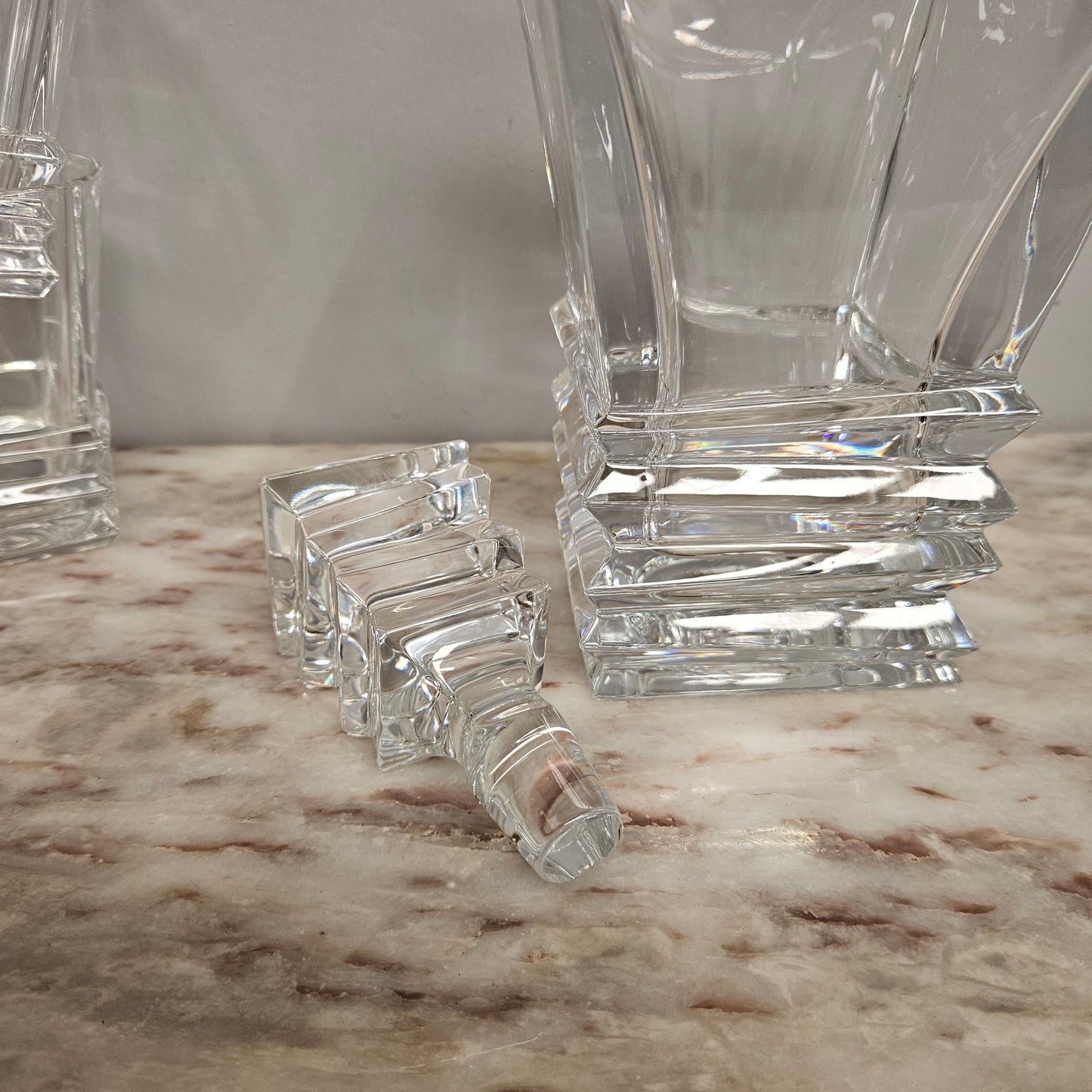 Vintage Royal Doulton Crystal Prism Decanter & Glasses