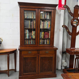 Compact Edwardian Walnut Bookcase,