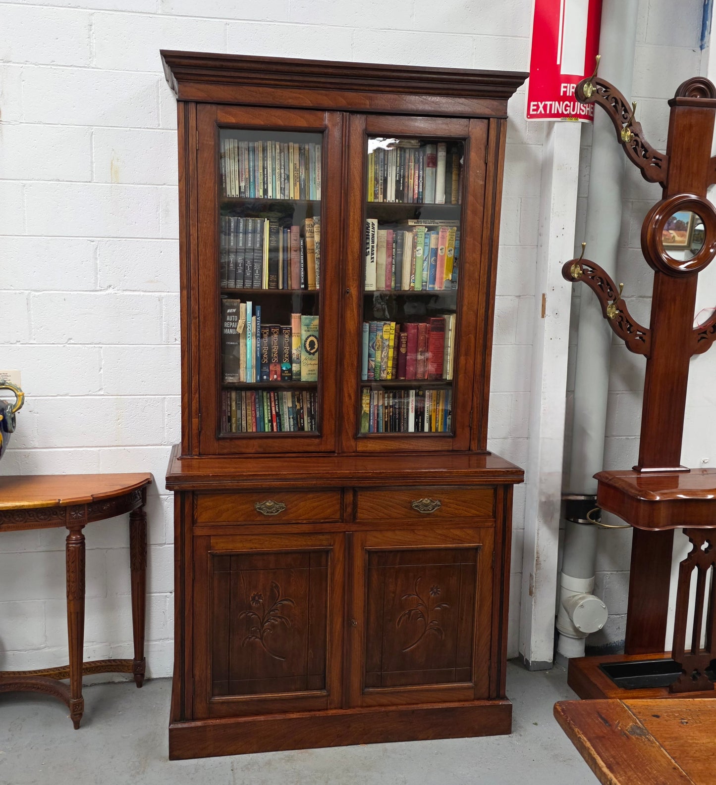 Compact Edwardian Walnut Bookcase,