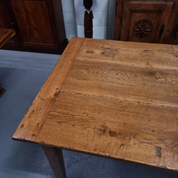 Vintage Reclaimed French Oak Three Plank Farmhouse Table