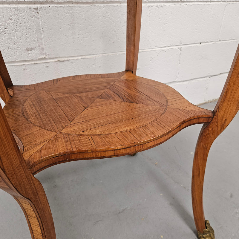 French Walnut Marble Top Circular Table