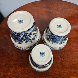 Vintage Set of Three Blue & White Planters