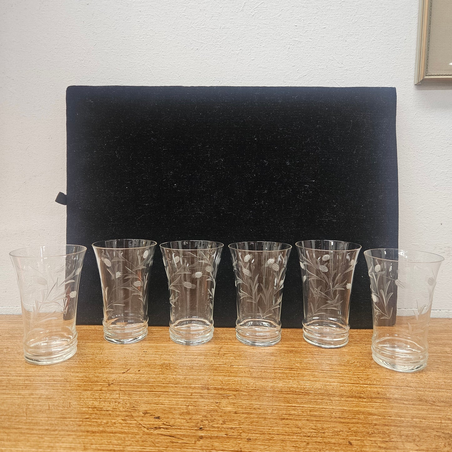 Vintage Etched Glass Drink Set