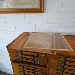 Rare 1920's Huon Pine 40 Drawer Entomology Specimen Cabinet