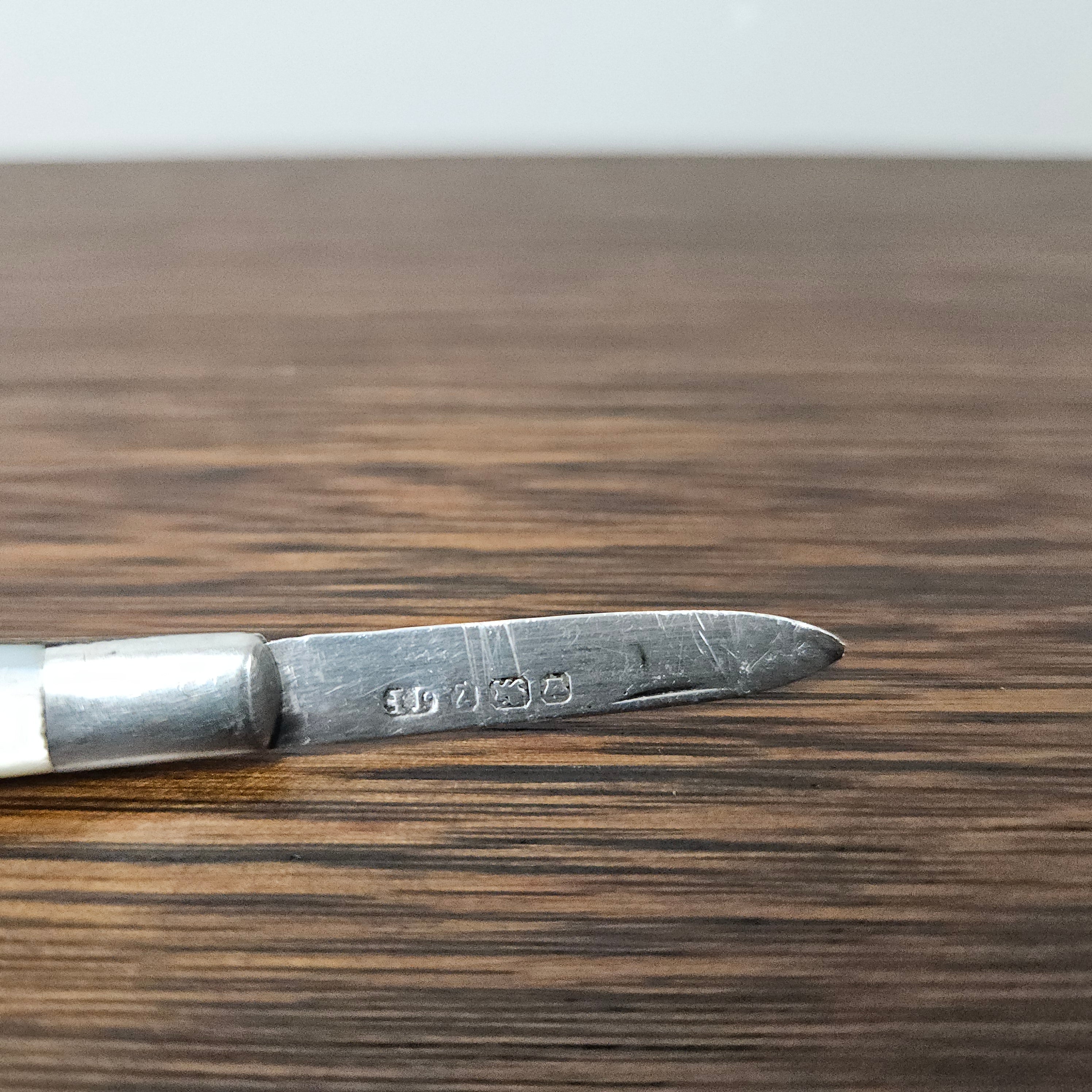 Sterling Silver & Mother of Pearl Miniature Fruit Knife | Antique & Vintage | Moonee Ponds Antiques | Australia Wide Delivery