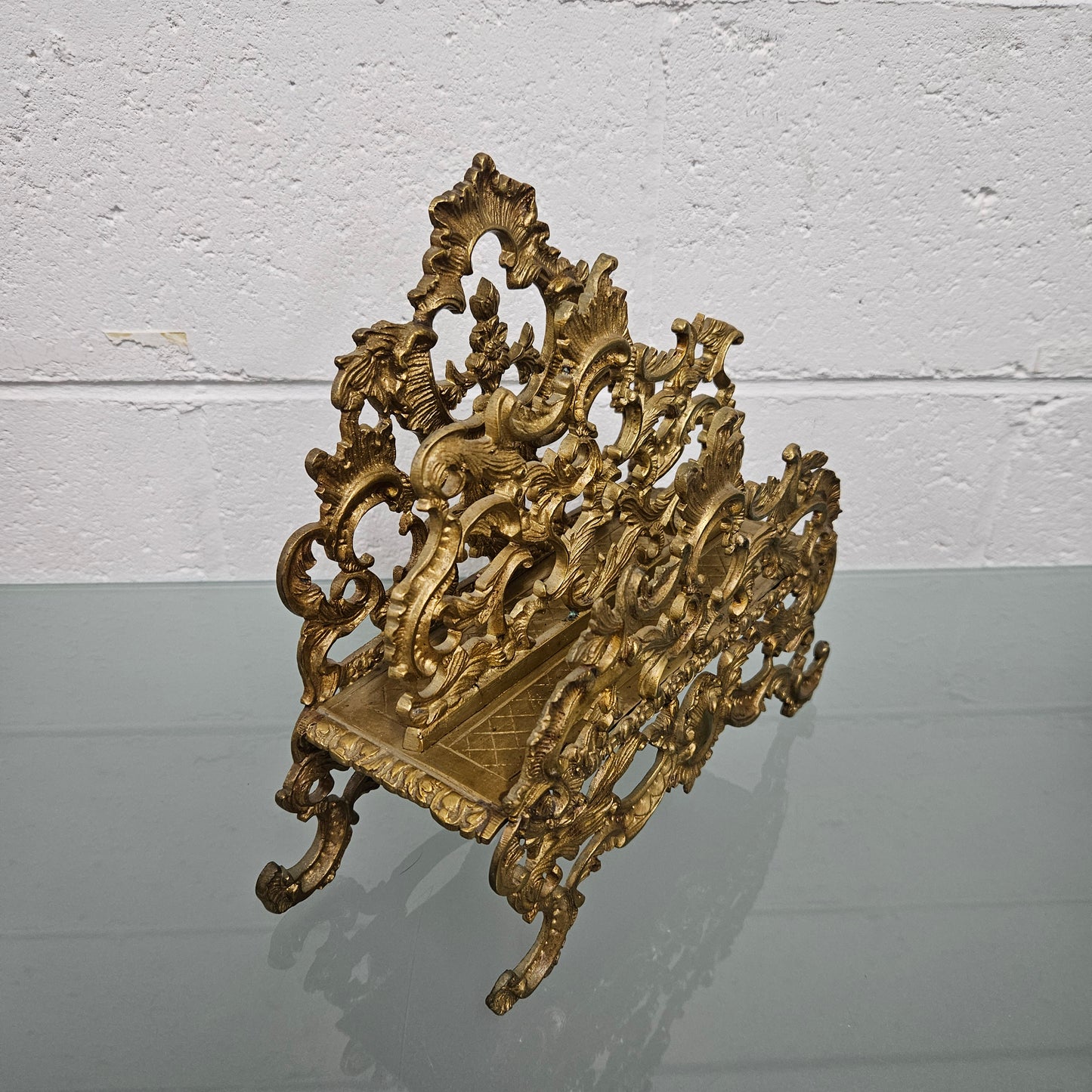 Antique Louis XV Style Gilt Metal Letter Rack