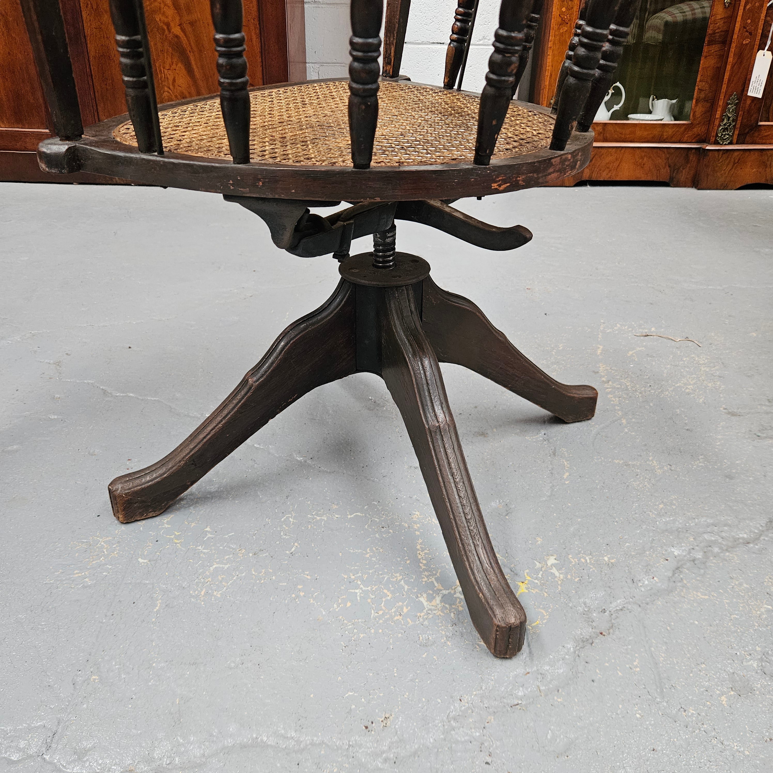 Antique Cane & Oak Office Desk Chair | Antique & Vintage | Moonee Ponds Antiques | Australia Wide Delivery