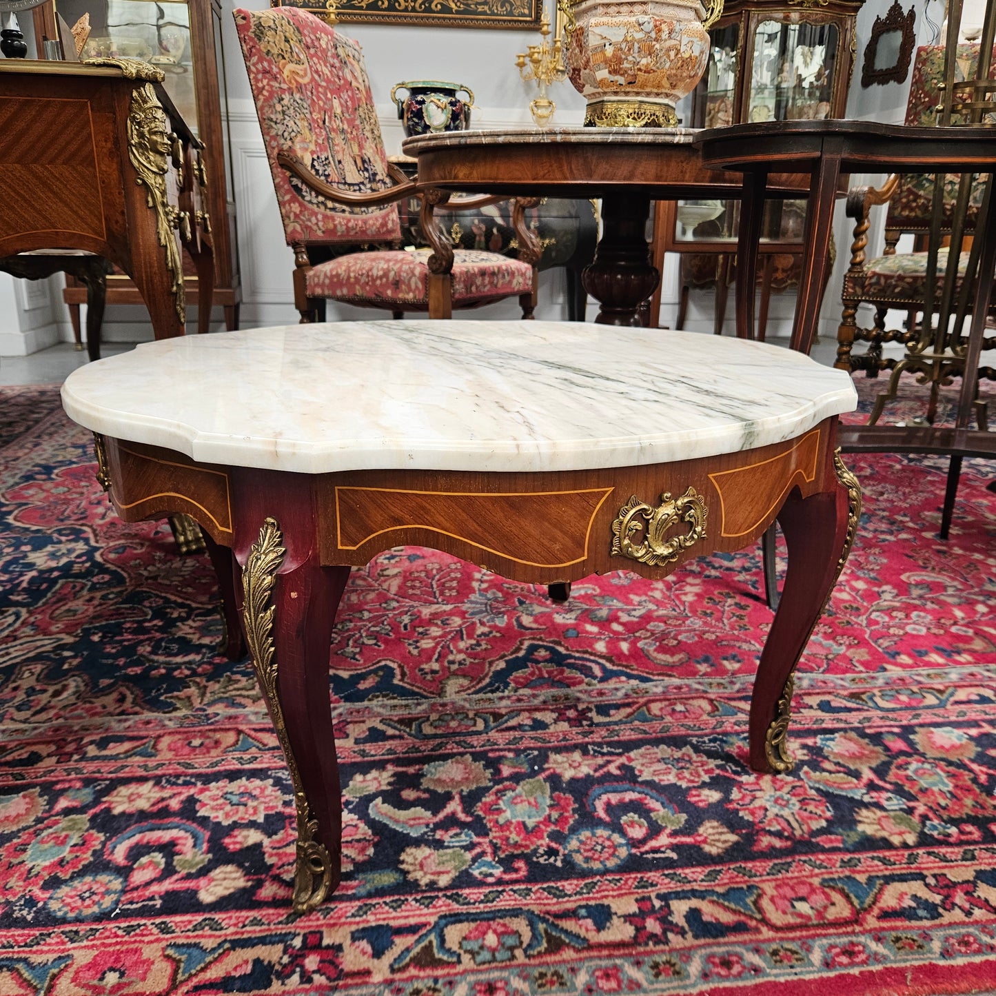 Louis XVth Style Coffee Table with Marble Top
