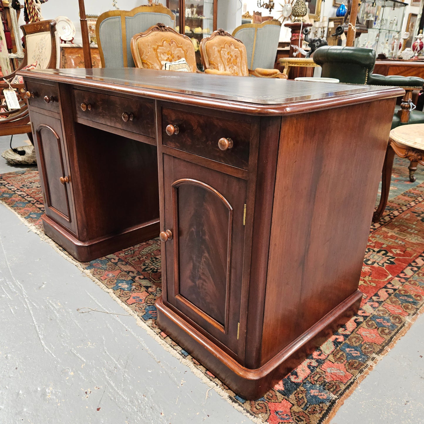 Mid Victorian Leather Top Mahogany Desk