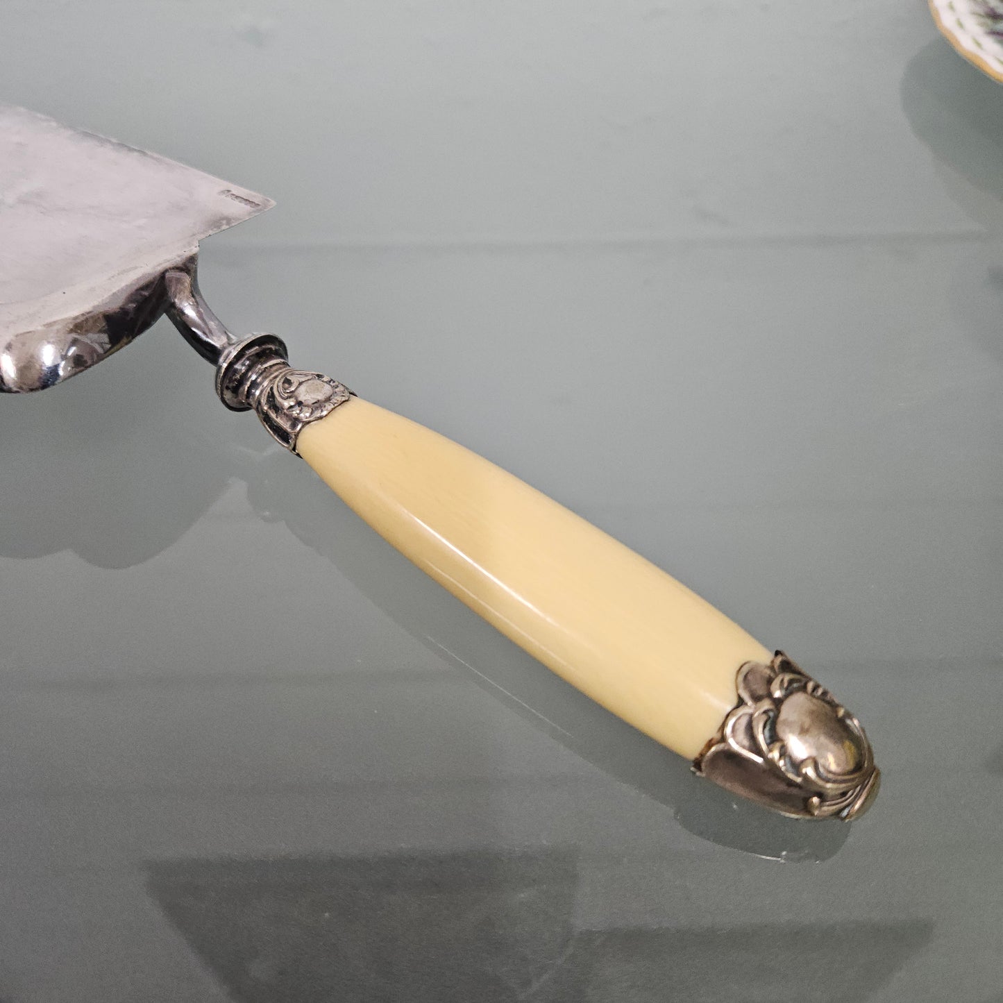 Antique EPNS Silver & Ivory Crumb Catcher